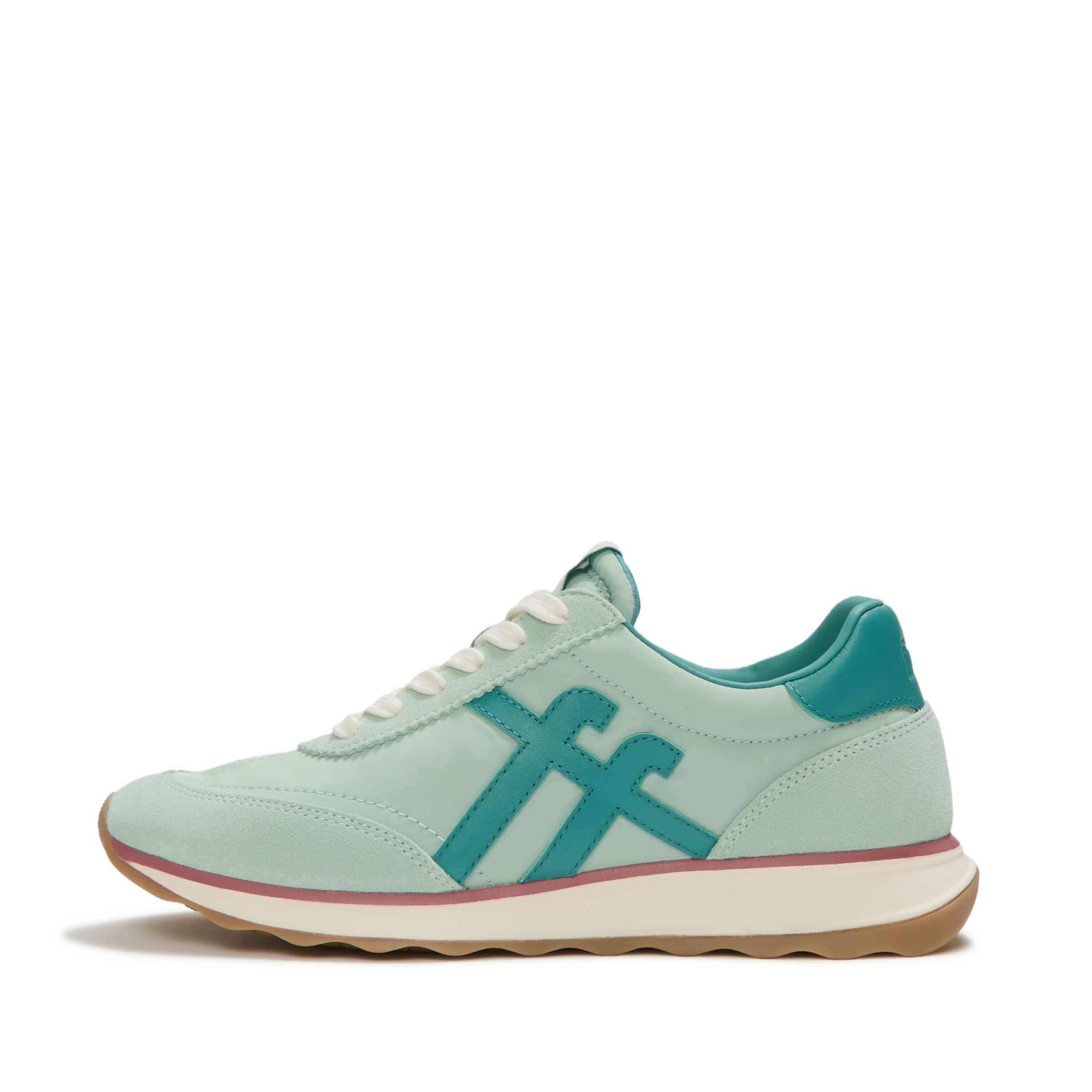 Fitflop Keilsneaker »RETRO-Q FF FABRIC/SUEDE SNEAKERS«  Schnürschuh, Freizeitschuh, Halbschuh mit Kontrastbesatz