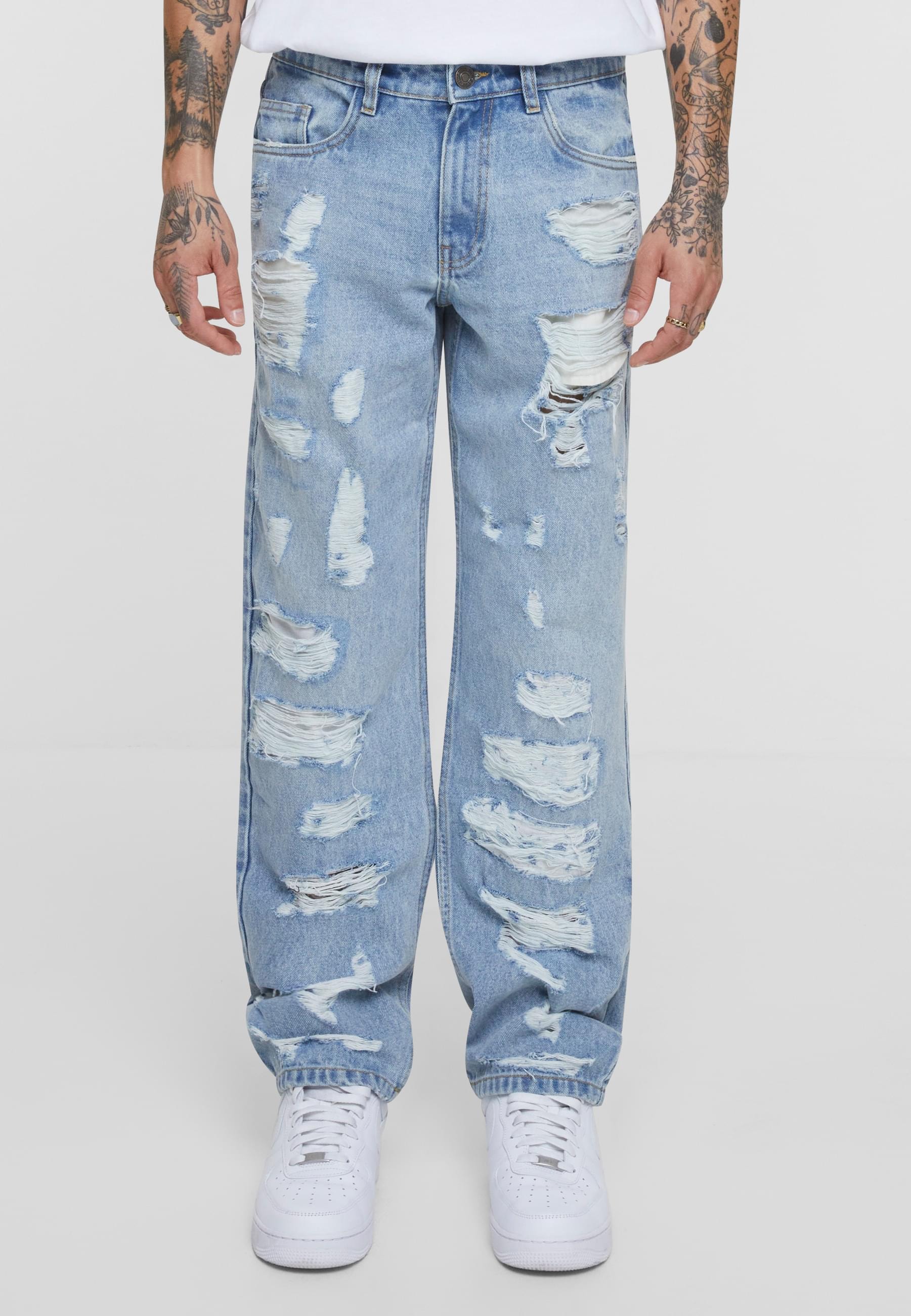 URBAN CLASSICS Bequeme Jeans »Urban Classics Heavy Ounce Straight Fit Heavy Destroyed Jeans«