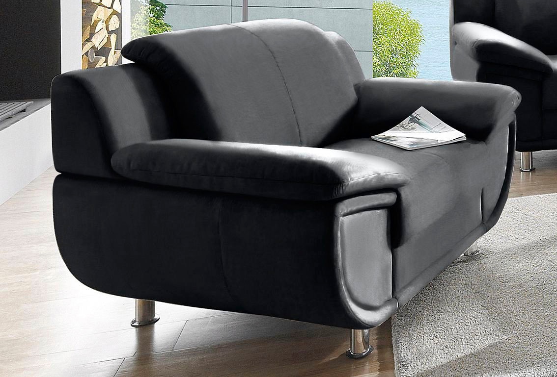 TRENDMANUFAKTUR Sessel "Rondo", Füße chromfarben, mit extra breiten Armlehnen, frei im Raum stellbar