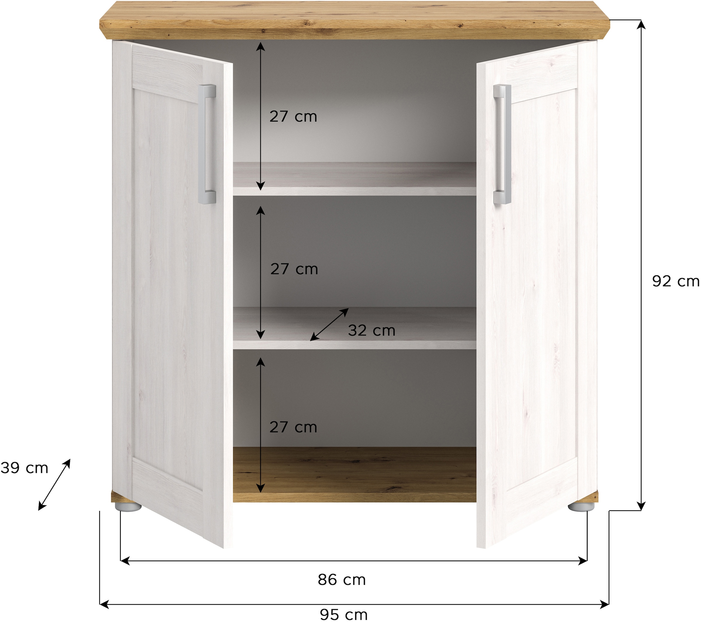 INOSIGN Kommode »Cosenza, Breite 95cm, 2 türig«, Kommode, Sideboard, Schrank