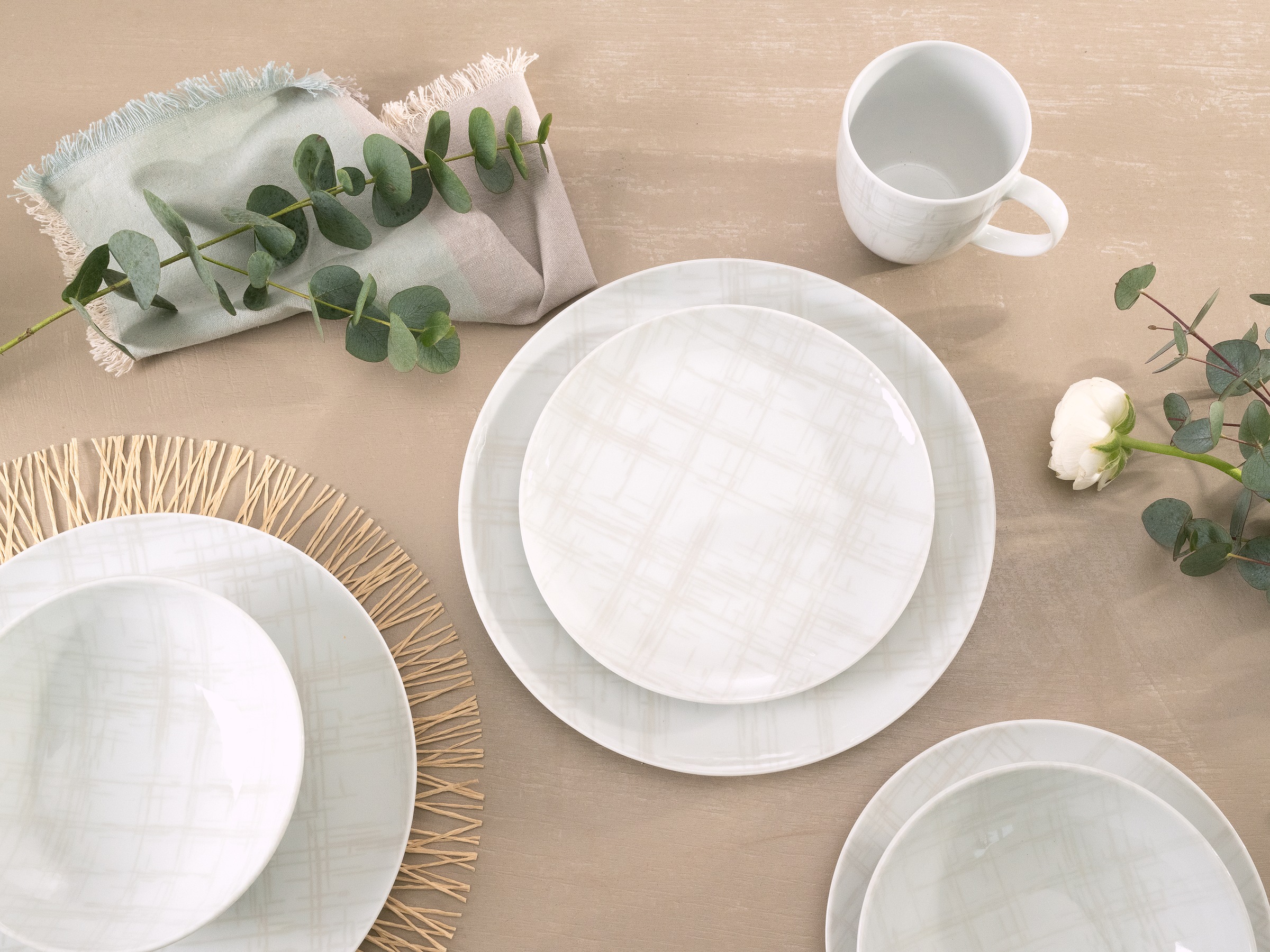 CreaTable Kombiservice »Geschirr-Set Home - Shabby Chic«, (Set, 16 tlg., Kaffeeservice und Tafelservice im Set, für 4 Personen), Service, weiß, Used-und Vintage-Look, zeitlos, 16 Teile für 4 Personen