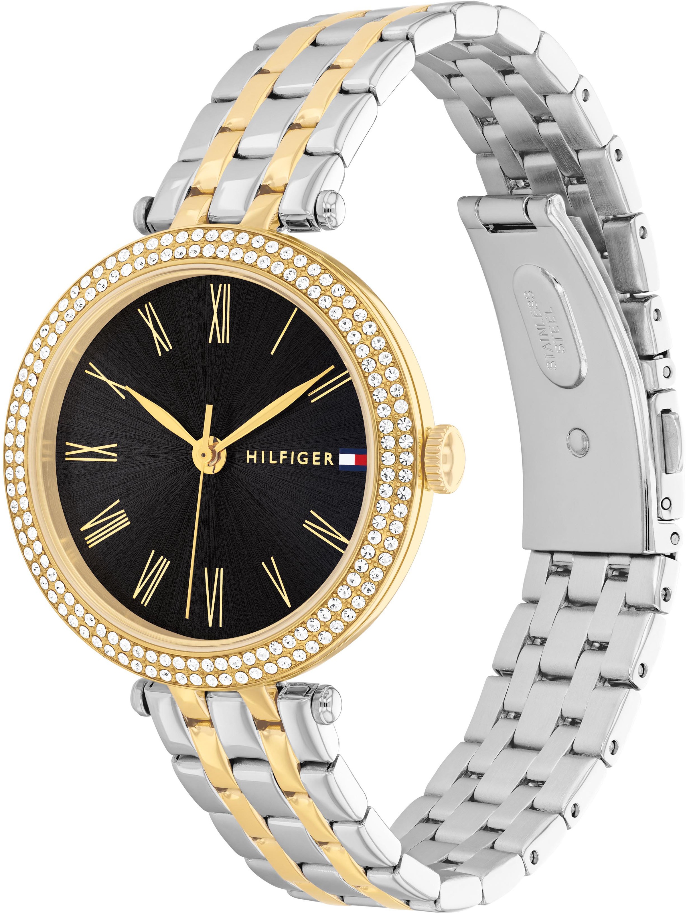 Tommy Hilfiger Quarzuhr »NATALIE«, Armbanduhr, Damenuhr, Glaskristalle, Edelstahlarmband