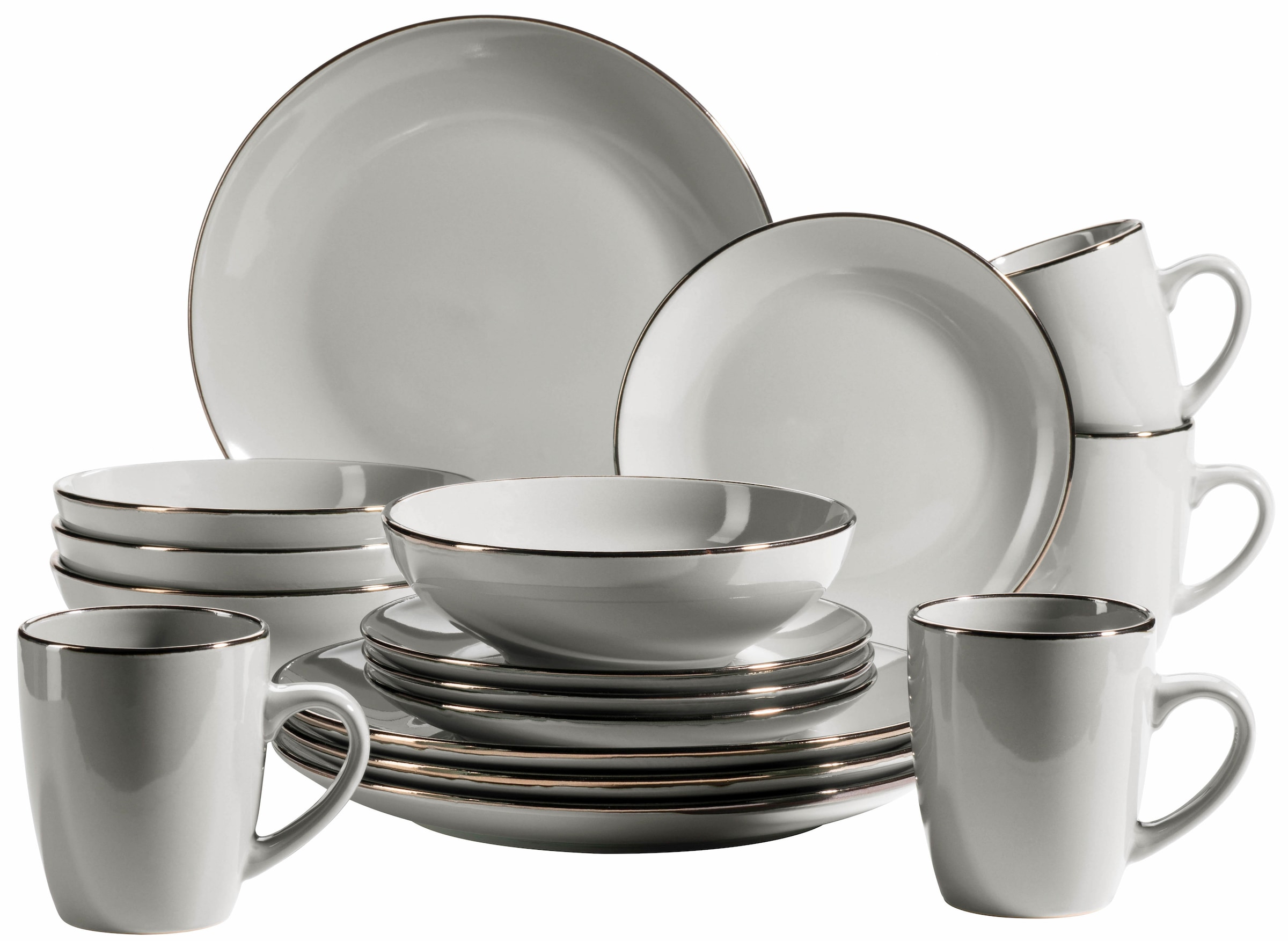 MÄSER Kombiservice "METALLIC RIM, Geschirr-Set, Steinzeug" günstig online kaufen