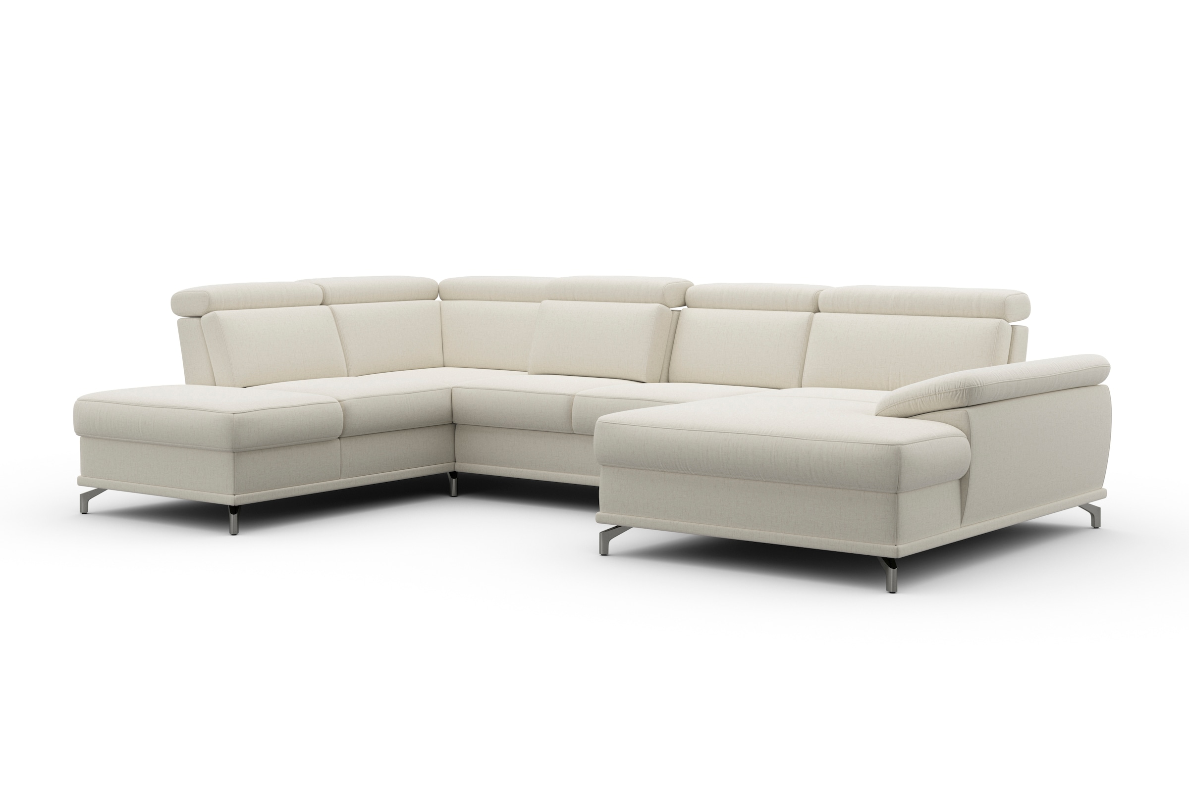 sit&more Wohnlandschaft »Cabrio U-Form, mit Sitztiefenverstellung, Arm- und Kopfteilverstellung«, 3 Nierenkissen, Federkern, optional Bettfunktion und Stauraum