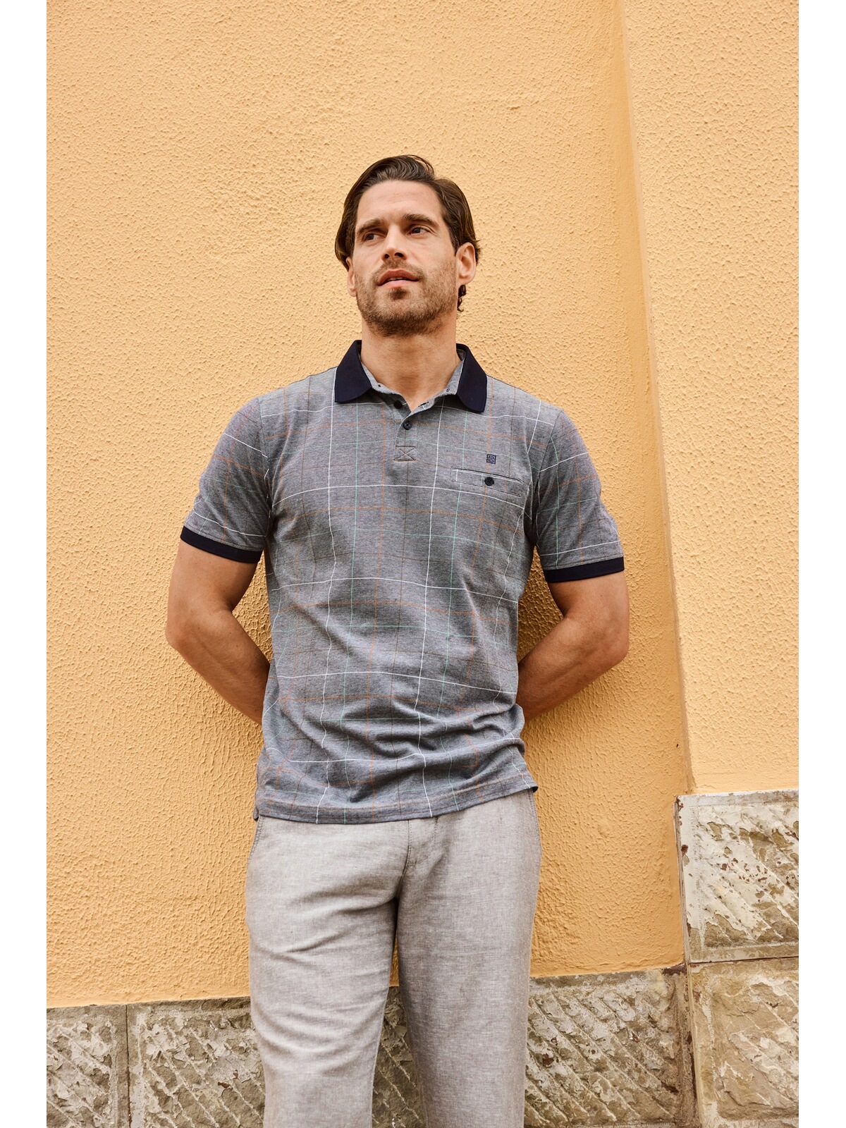 Poloshirt BABISTA "Poloshirt ERANDIR", Herren, Gr. 4XL, blau (dunkelblau gemustert), Obermaterial: 100% Baumwolle CO., Shirts 3