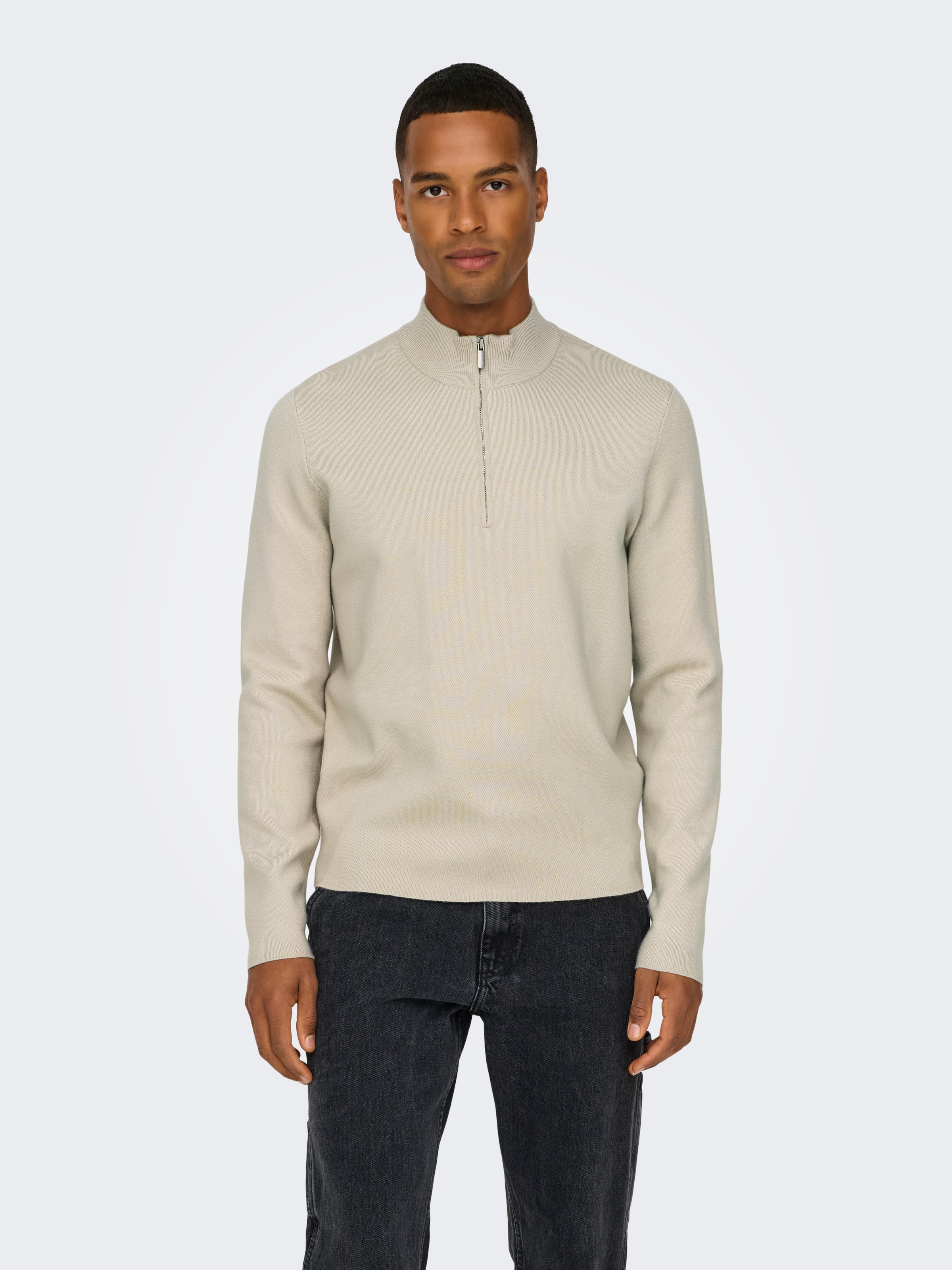 ONLY & SONS Troyer "ONSCOOPER REG 12 HALF ZIP HIGH NECK KNIT" günstig online kaufen