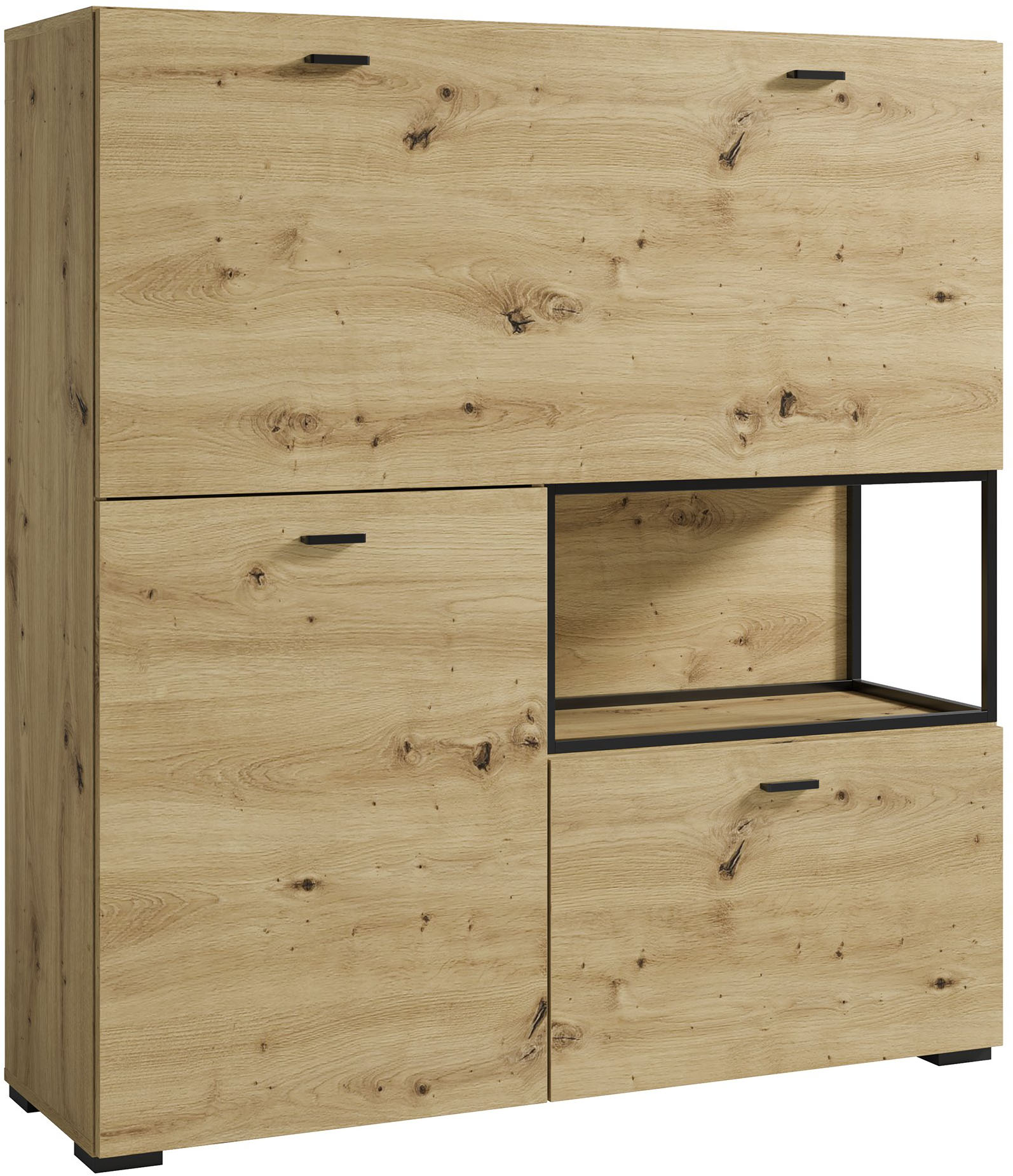 byLIVING Sekretär "FRAME" Artisan Eiche (Eiche-Optik)/schwarz, 1 Türen, 2 Klapptür, B 120 cm