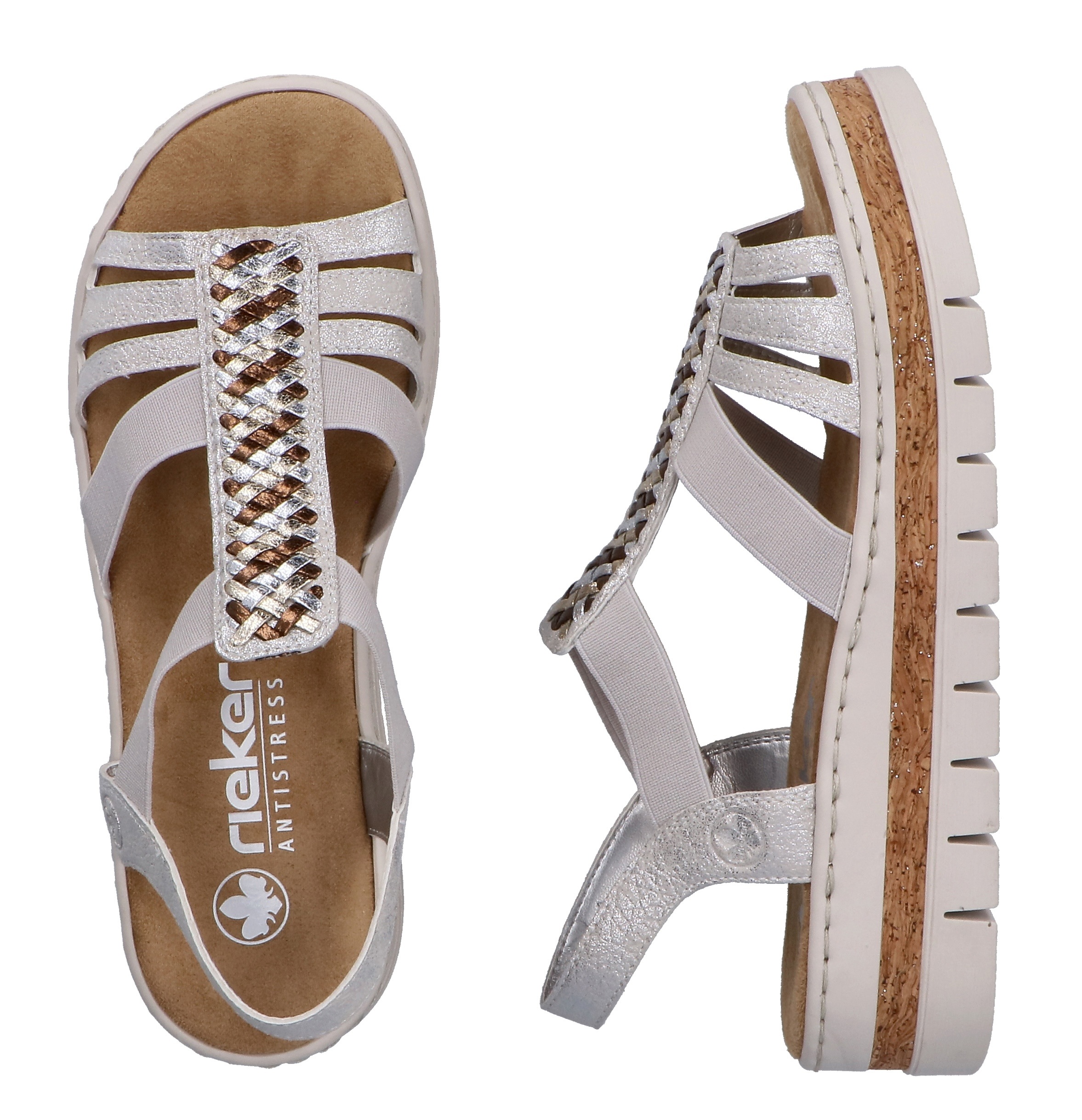 Rieker Keilsandalette  Keilsandalette, Plateausandale, Sommerschuh in Metallic-Optik