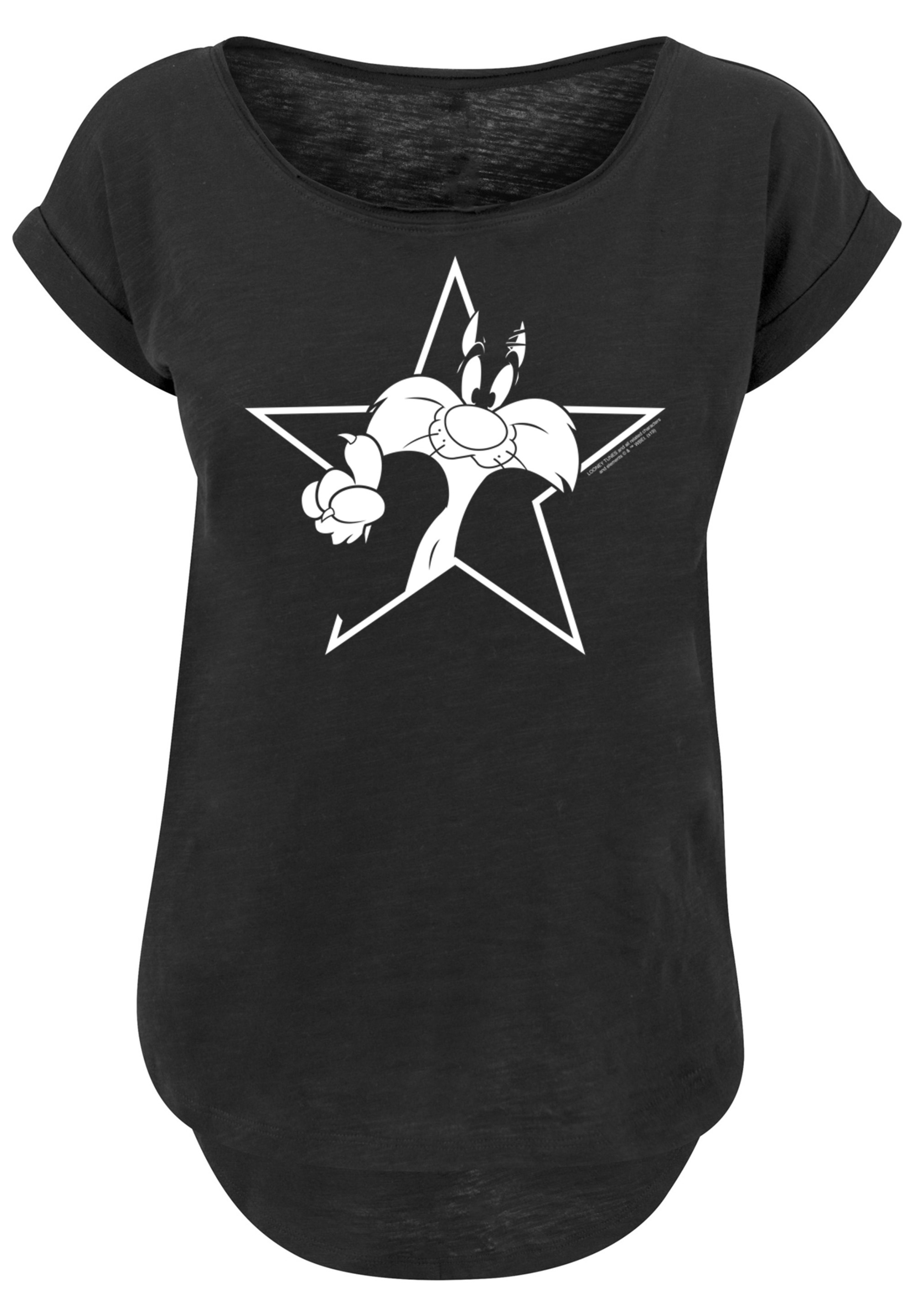 F4NT4STIC T-Shirt »Looney Tunes Sylvester Cartoon Stern«, Damen,Premium Merch,Lang,Longshirt,Bedruckt