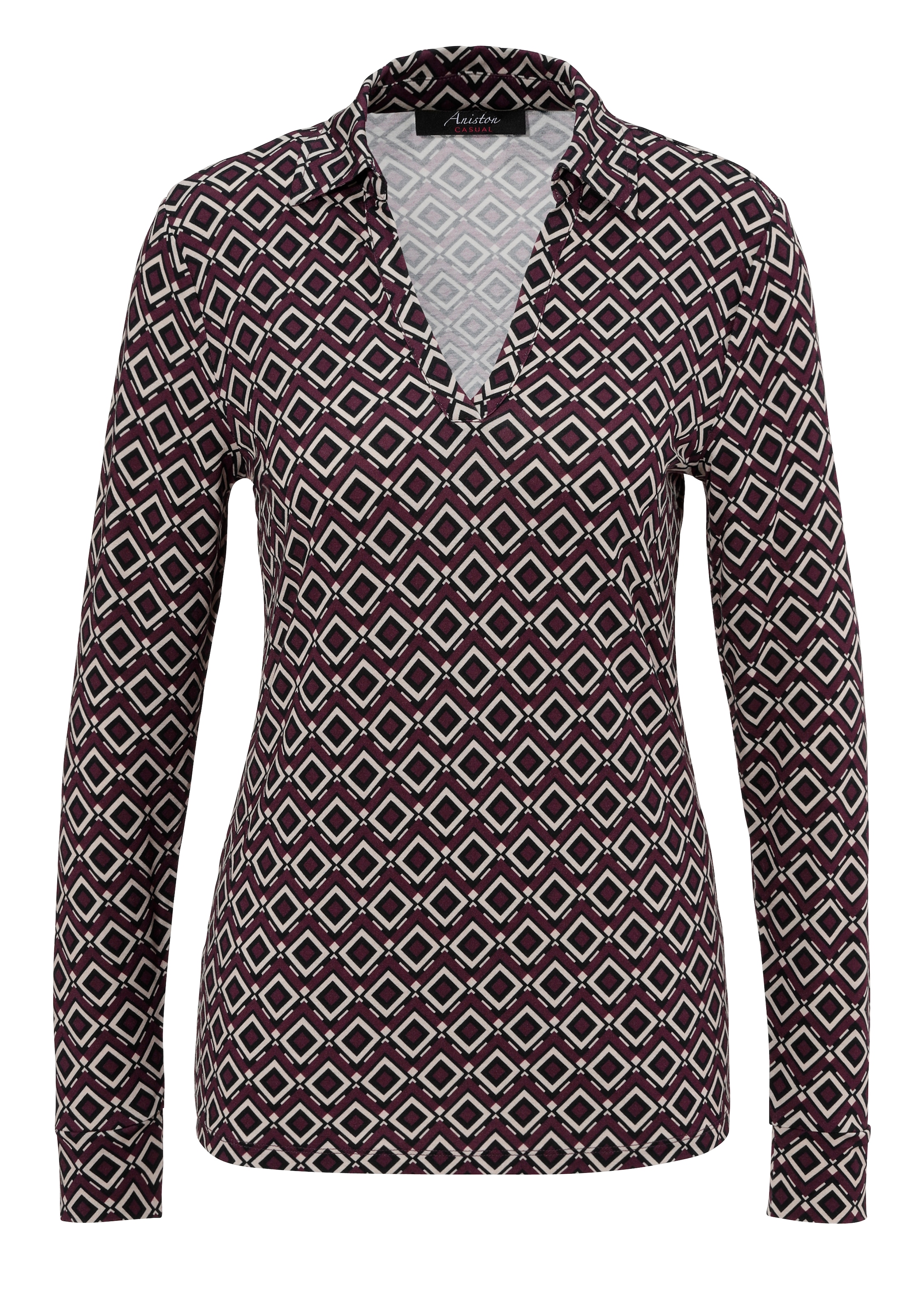 Aniston CASUAL Shirtbluse, mit trendfarbenem Retro-Muster - NEUE KOLLEKTION