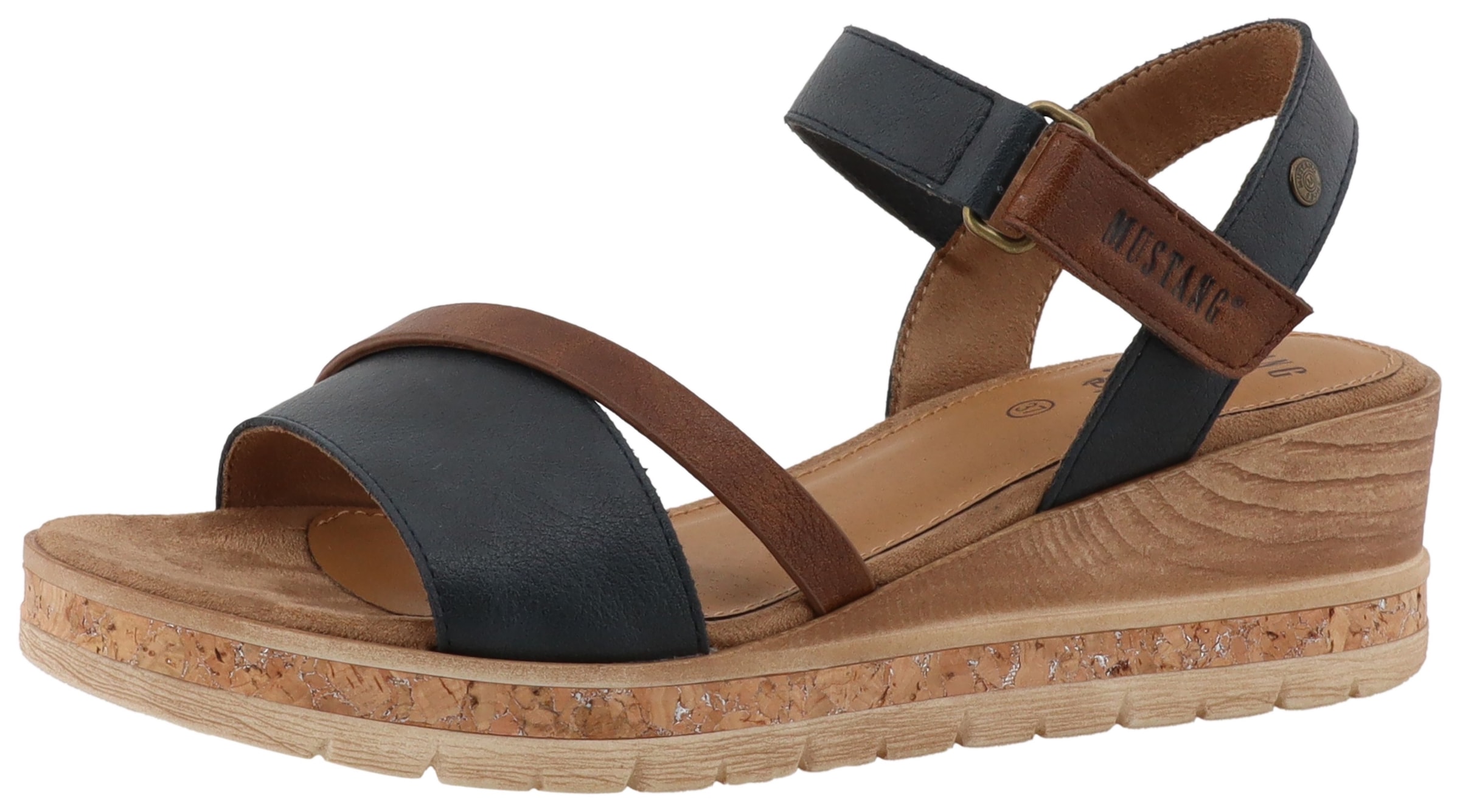 Mustang Shoes Keilsandalette "Ileana" Riemchensandale, Sommerschuh mit Logo günstig online kaufen