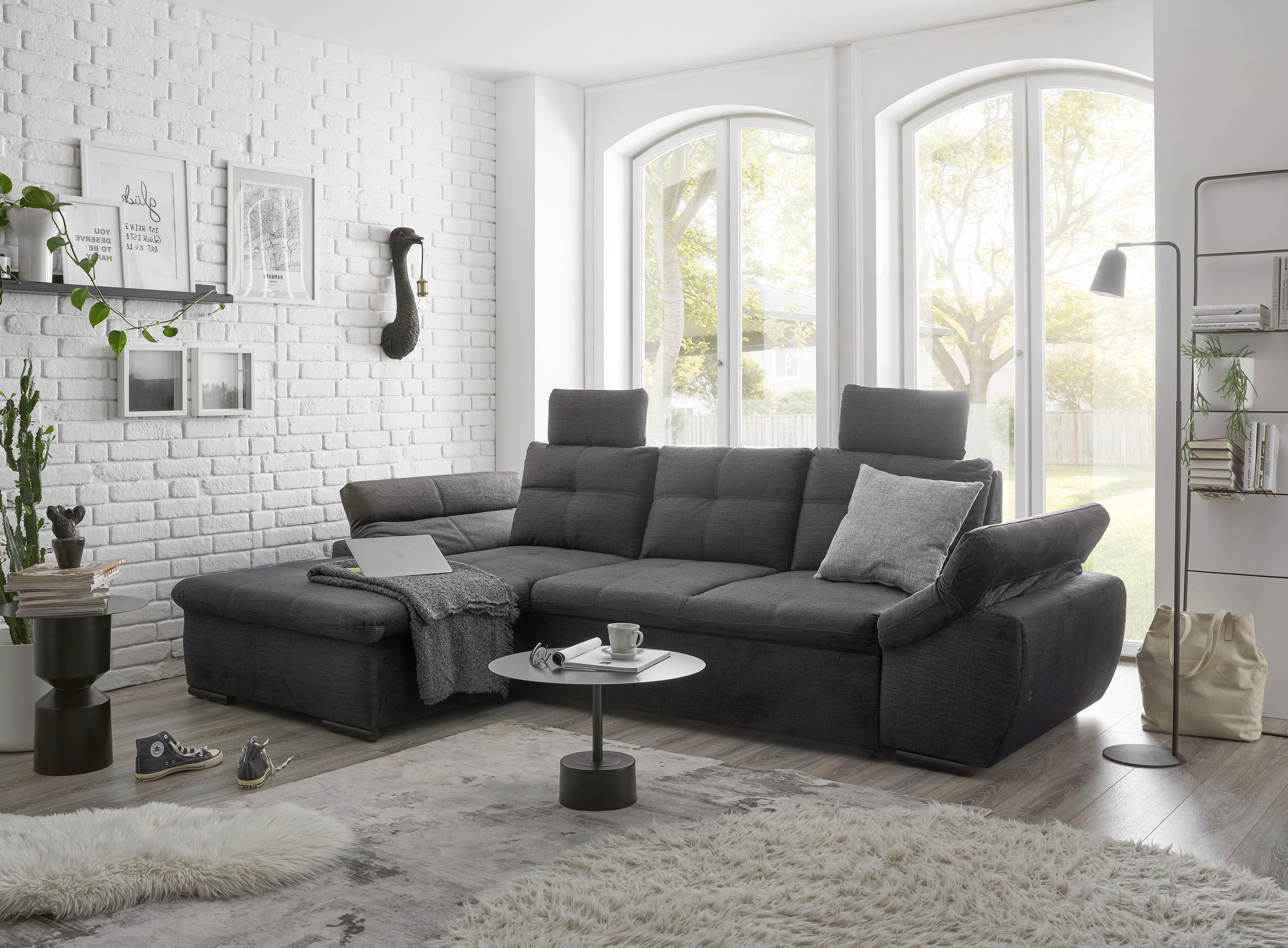 ED EXCITING DESIGN Ecksofa »Alija L-Form«, mit Bettfunktion, Armteilverstellung & Kopfstützen