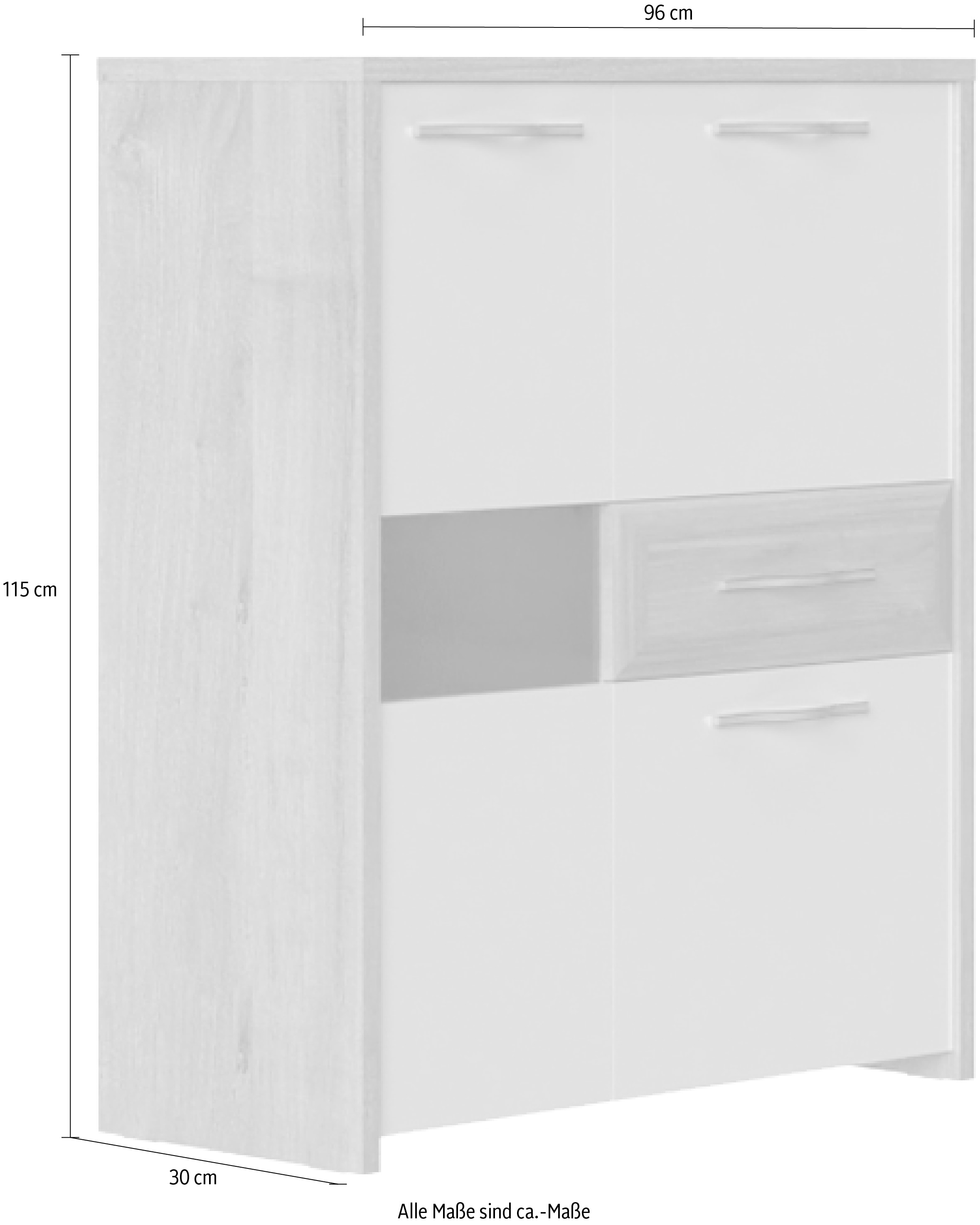 Home affaire Highboard »Gala«, Kommode, Höhe 115 cm, UV lackiert, kratzfest, hochglänzend