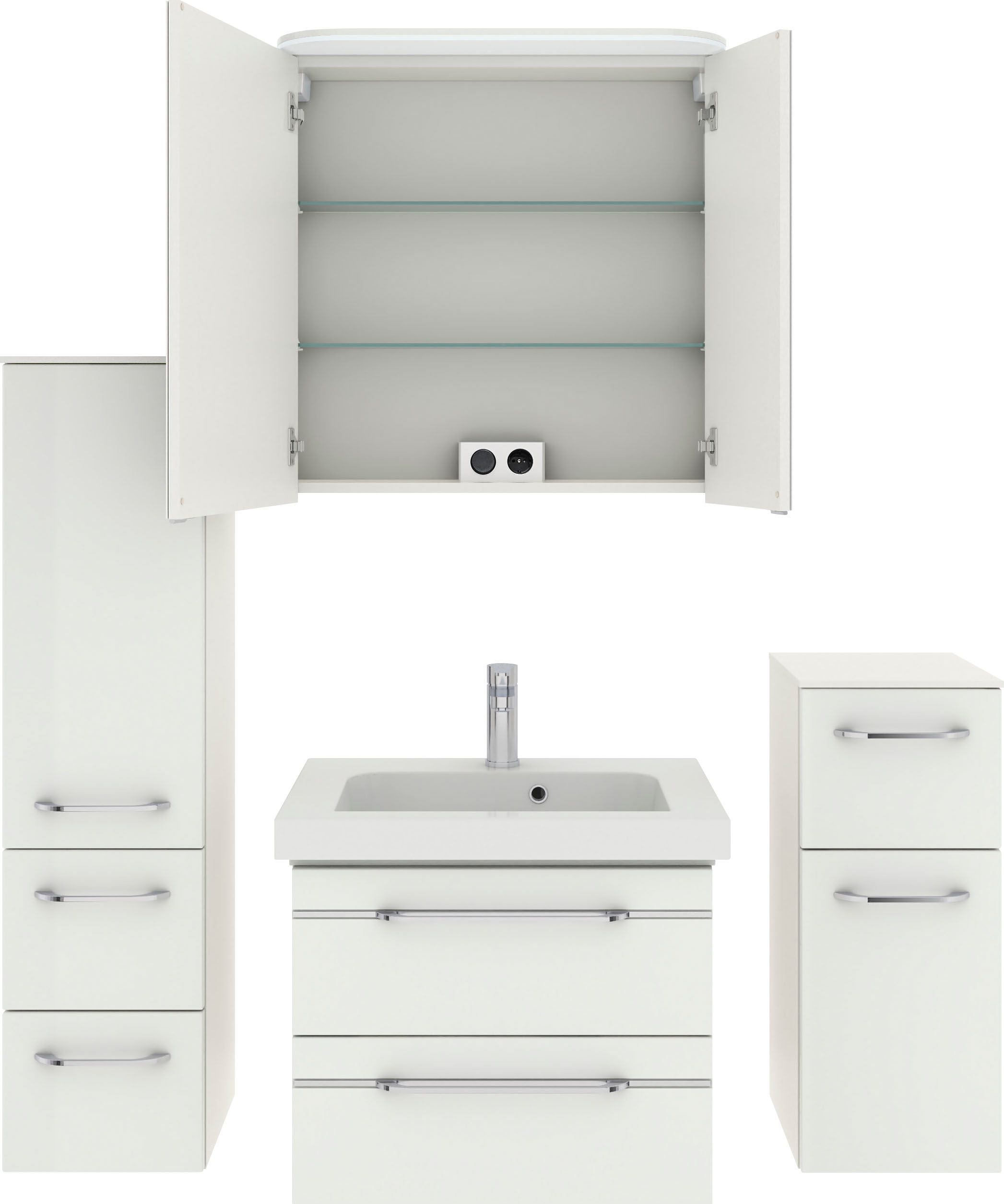 Thumbnail - Saphir Badmöbel-Set "Balto Sprint 4-teilig, Mineralmarmor-Waschtisch mit LED-Spiegelschrank" 5 Stk. tlg. mit Unterschran...