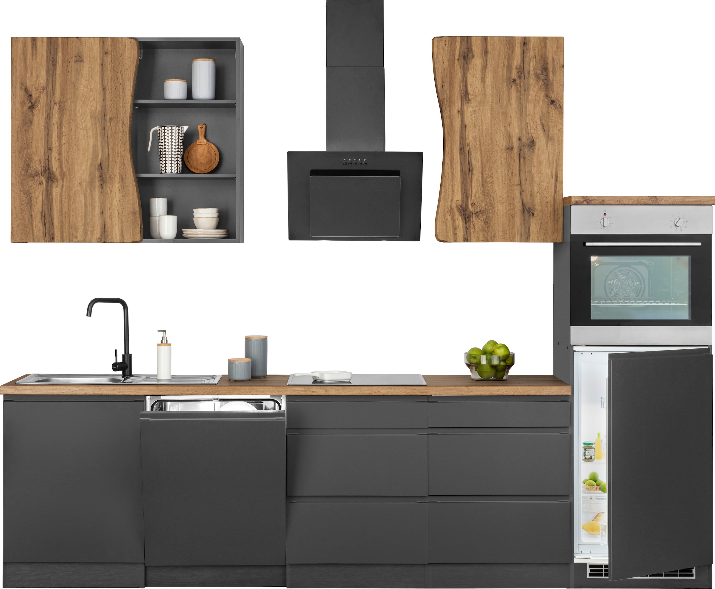 KOCHSTATION Küchenzeile "KS-Bruneck", 300 cm breit, Ceran-oder Induktionsko günstig online kaufen