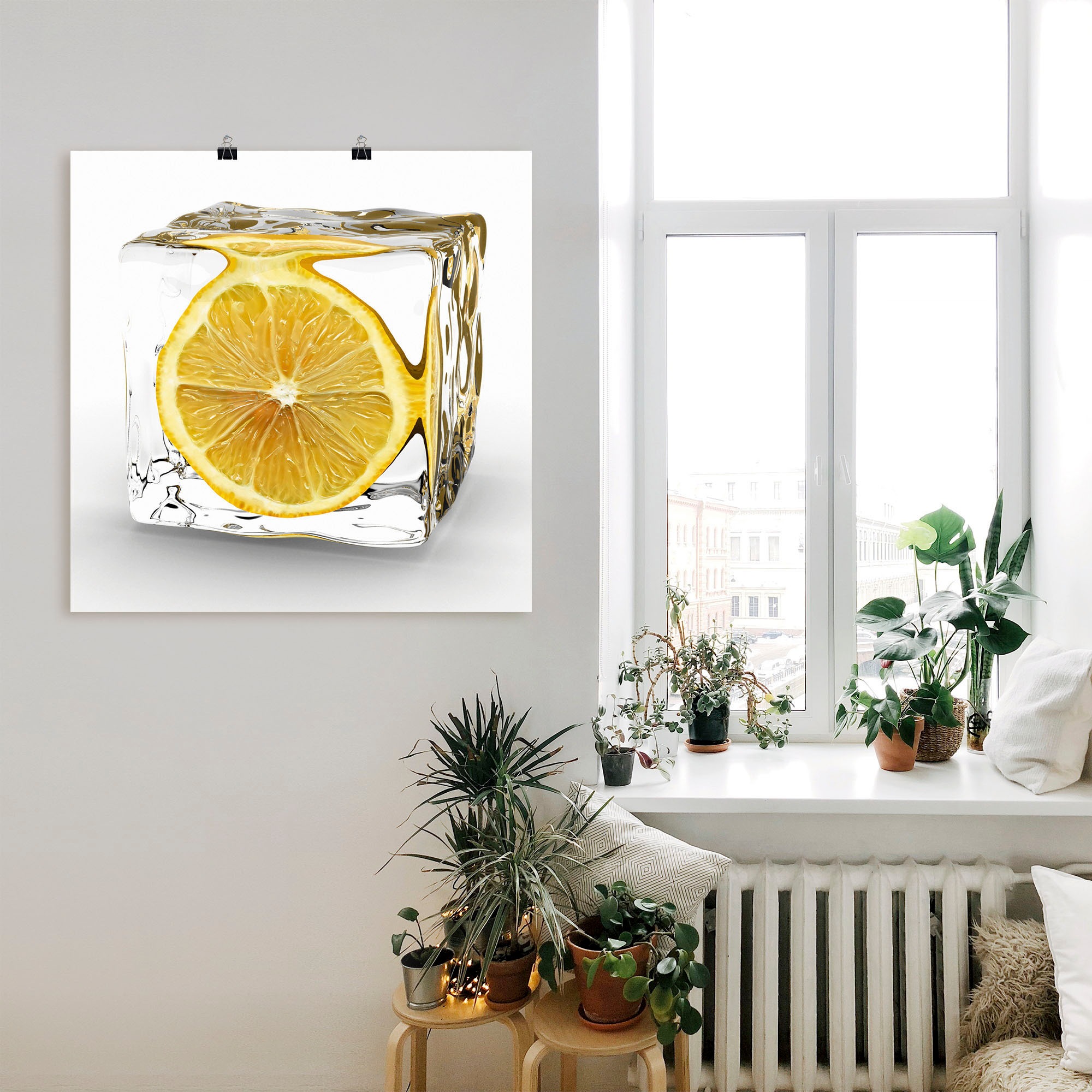 Artland Wandbild »Zitrone im Eiswürfel«, Lebensmittel, (1 St.), als Leinwandbild, Poster, Wandaufkleber in verschied. Größen