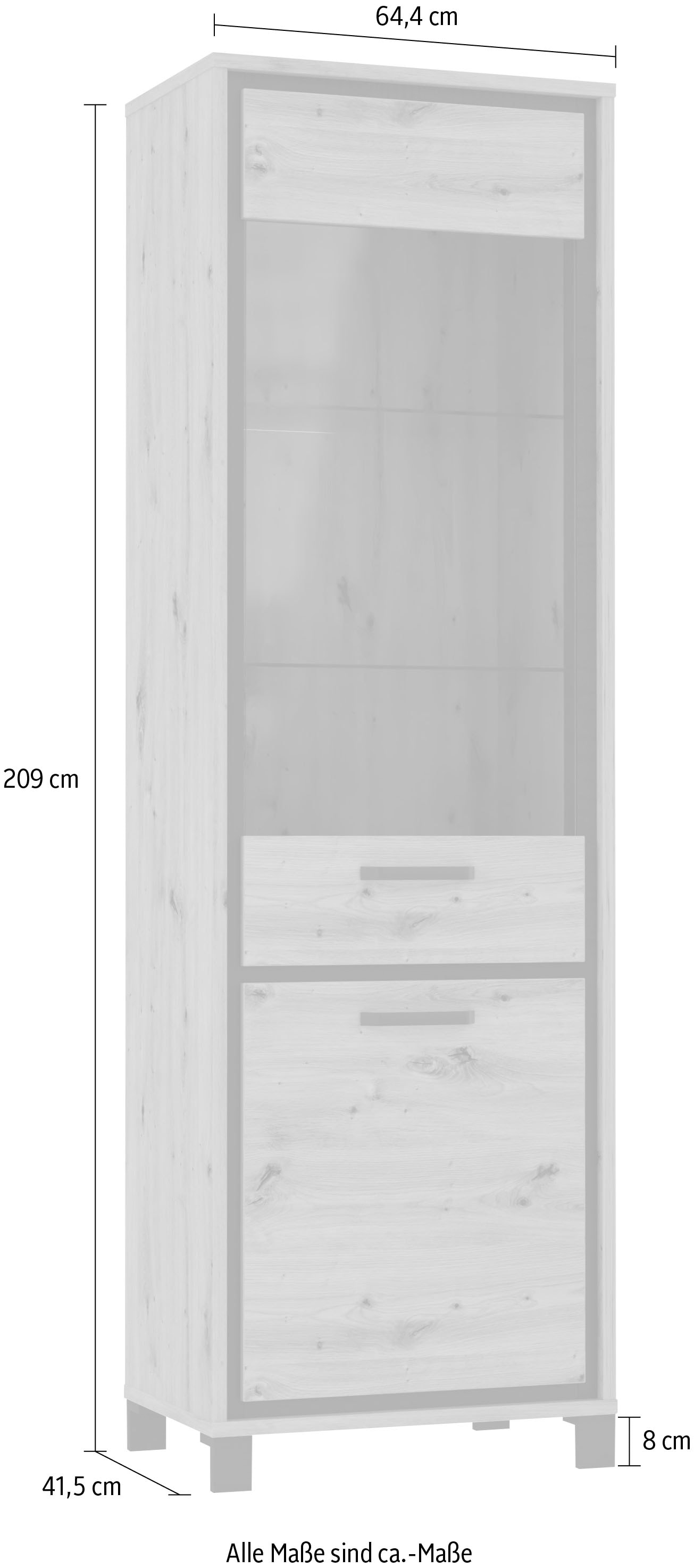 | 209 cm BAUR Höhe FORTE Vitrine,