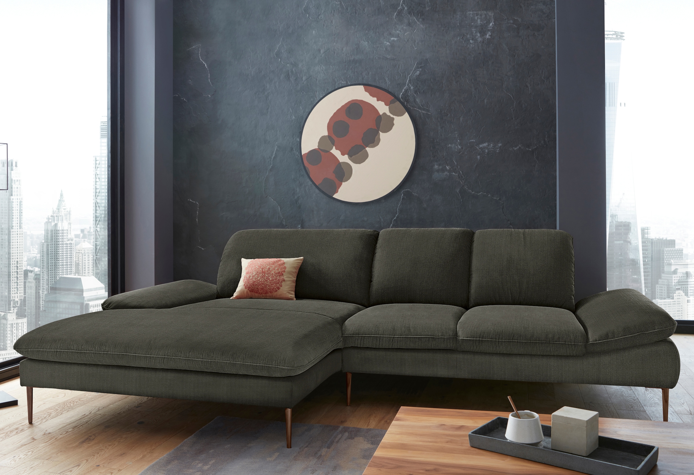 W.SCHILLIG Ecksofa "enjoy&MORE, Designsofa, bequem, zeitlos und elegant, L-Form" Sitztiefenverstellung, Füße bronze pulverbeschichtet, Breite 310 cm