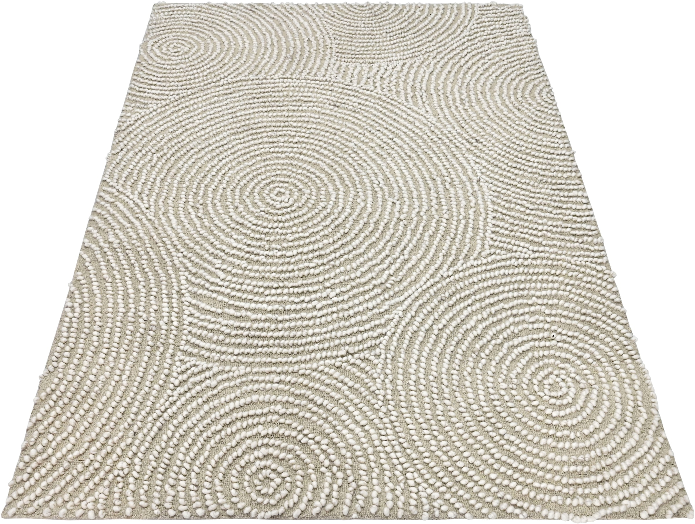 my home Wollteppich »Wolly Kreis, handgewebt aus Wolle«, rechteckig, 10 mm Höhe, Handweb Teppich, Schlafzimmer, Esszimmer, Wohnzimmer