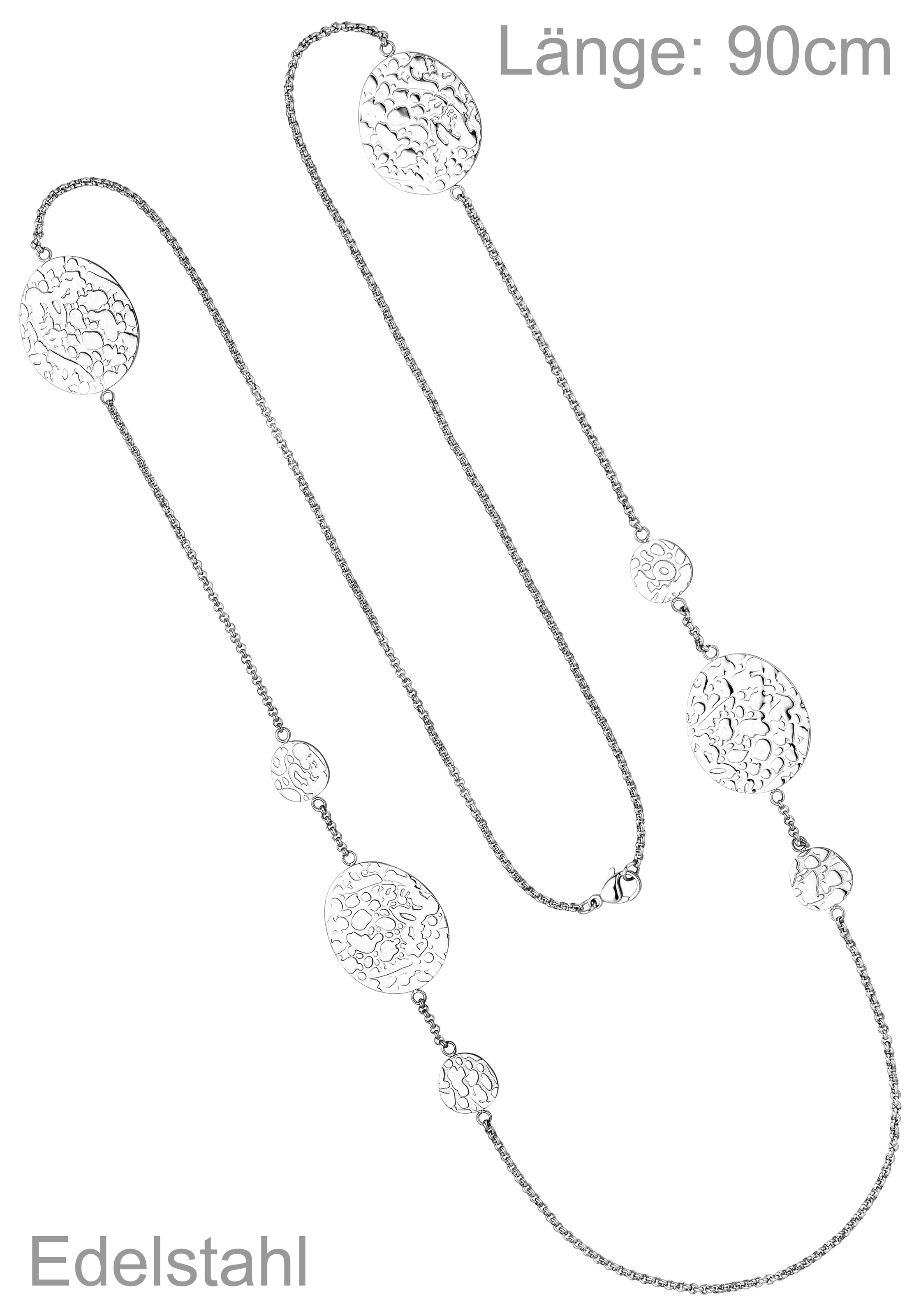 JOBO Collier »Statement Kette mit Zwischenelementen« Edelstahl 90 cm