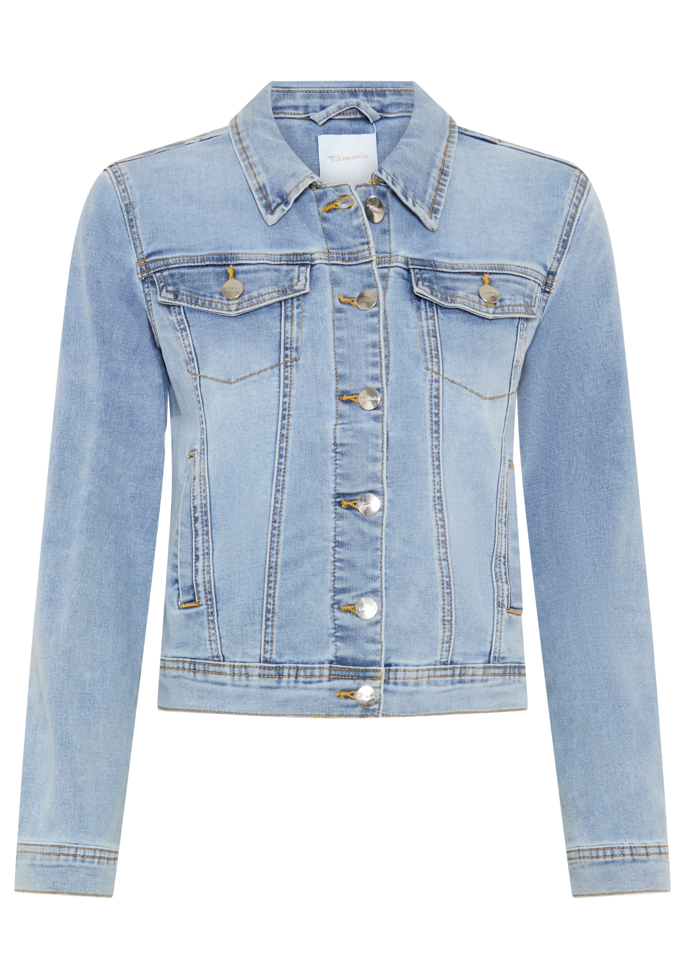 Tamaris Jeansjacke aus elastischem Denim-Material, mit Brusttaschen und Eingrifftaschen