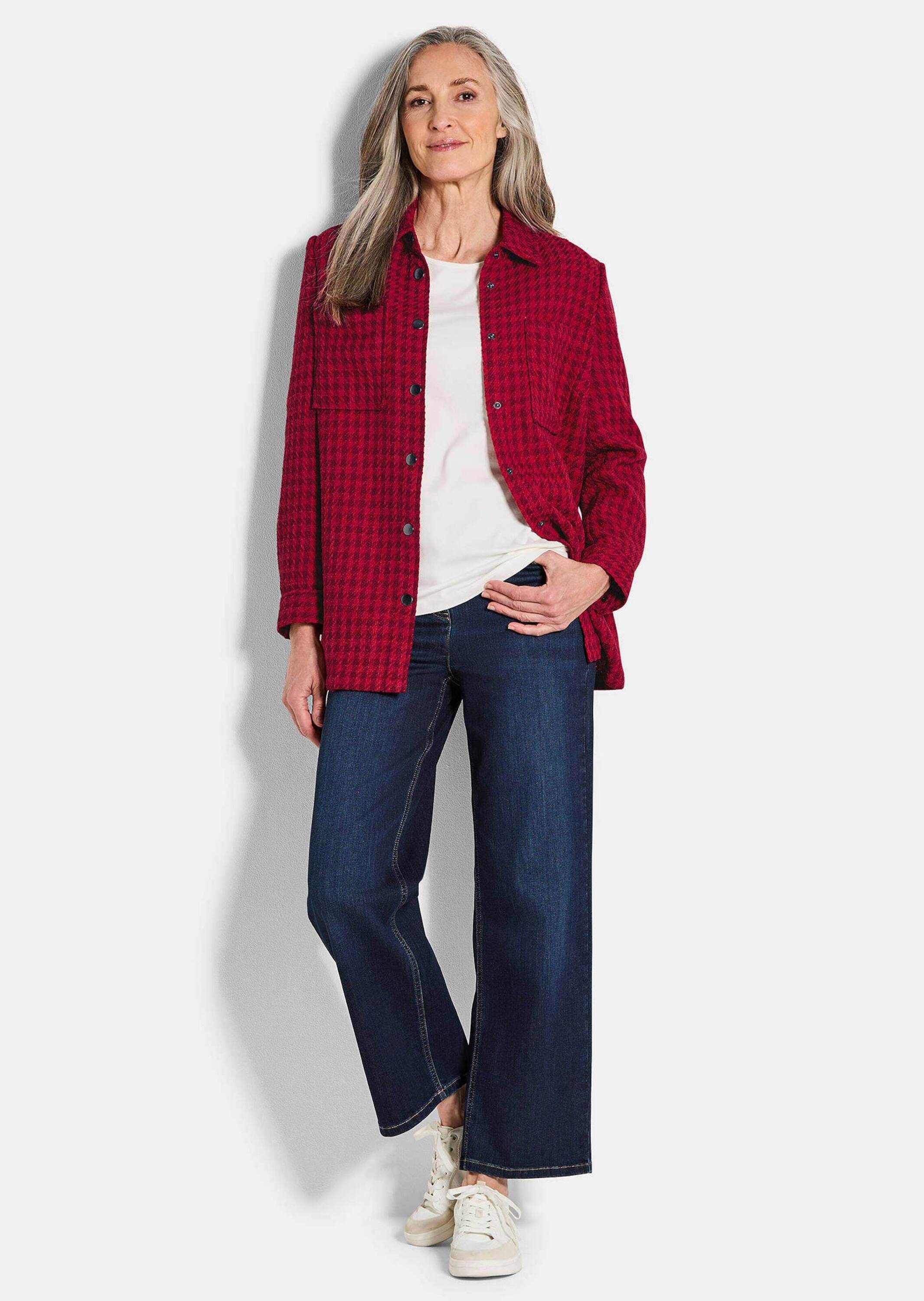 GOLDNER Kurzjacke "Lässige Longjacke mit Pepitamuster" Pepitamuster günstig online kaufen