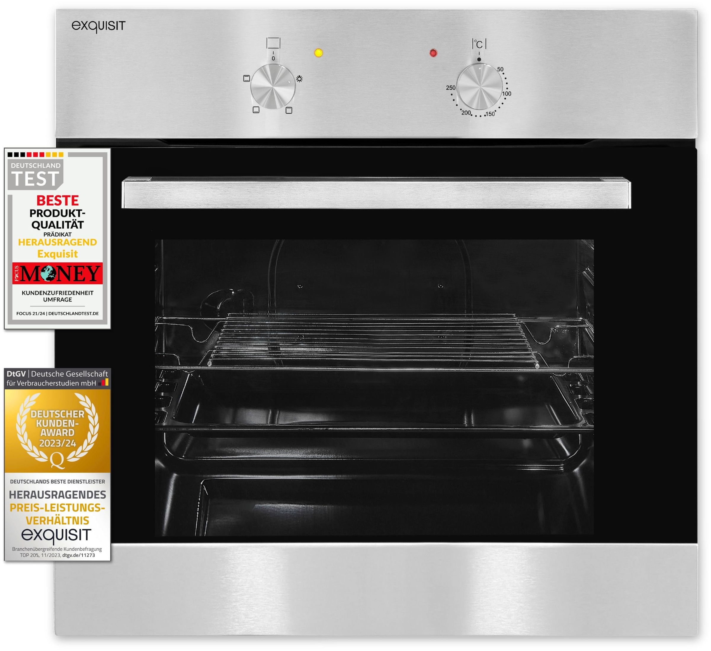 exquisit Einbaubackofen  »EBE 555-1.1«, Alles drin: Grill, Licht, Backblech – für jedes Backvorhaben!
