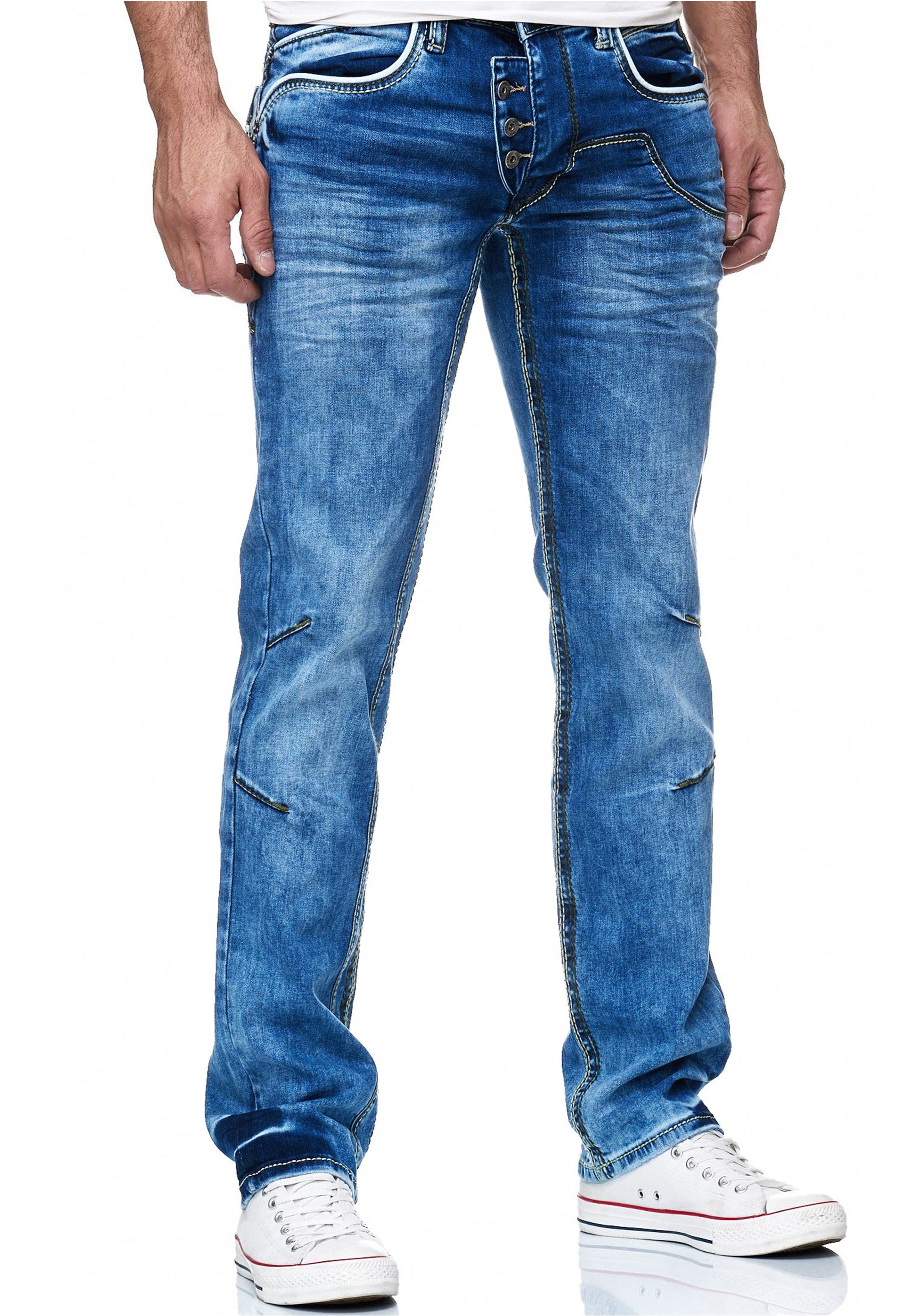 Rusty Neal Straight-Jeans »RUBEN 30«, mit angesagten Ziernähten