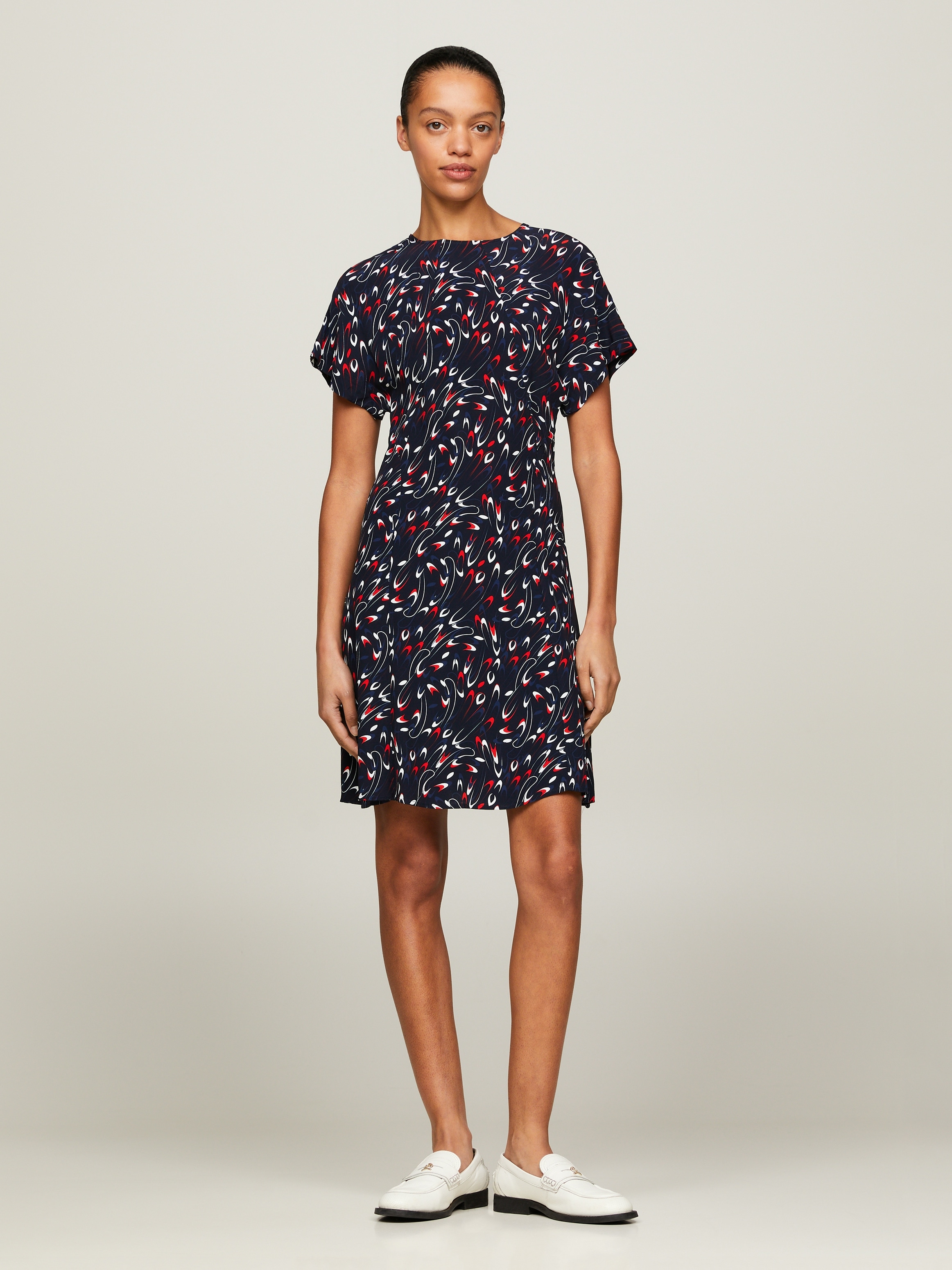 Tommy Hilfiger Blusenkleid "SMALL RIBBON F&F SS SHORT DRESS", mit Allover-M günstig online kaufen