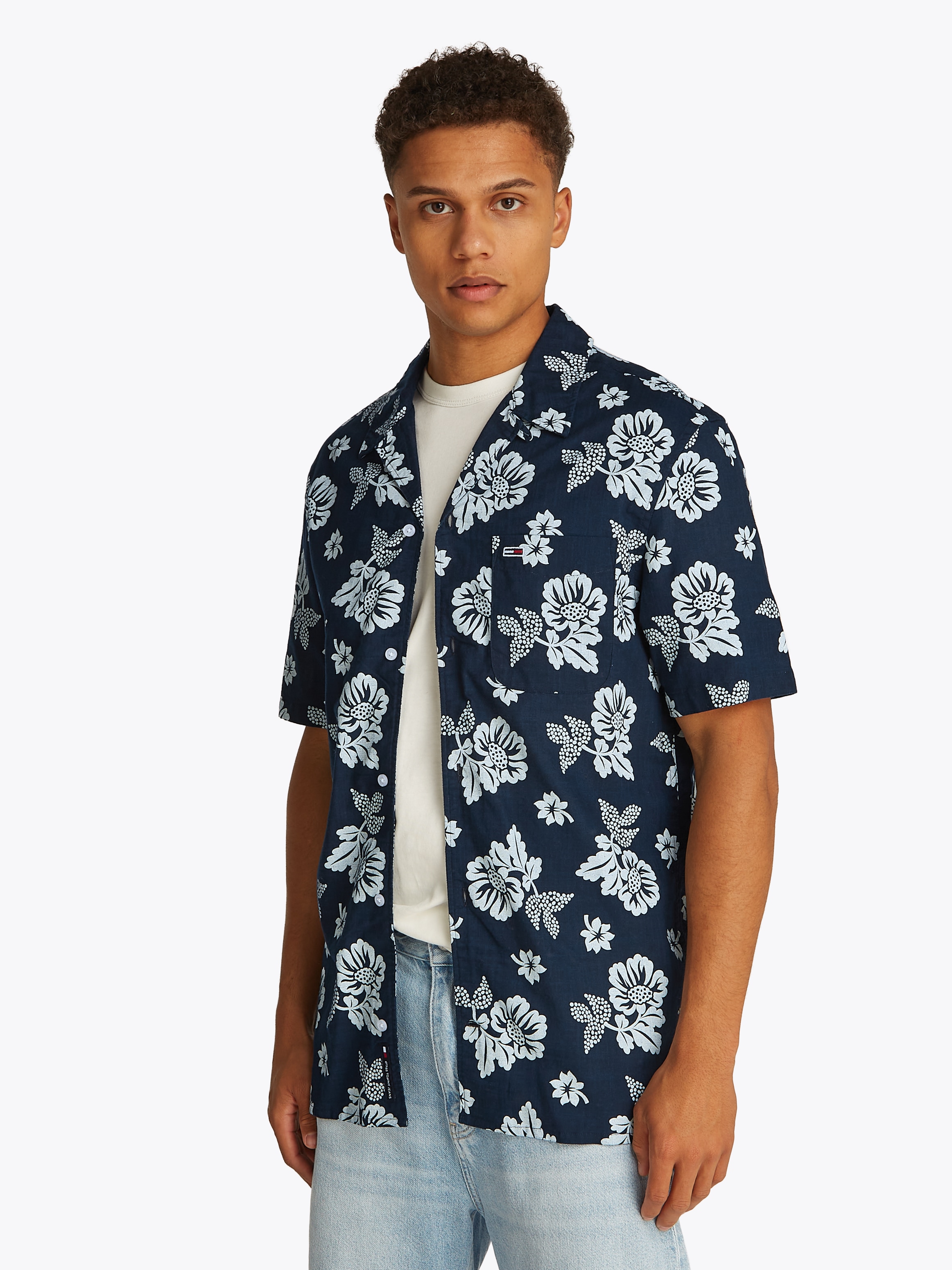 Tommy Jeans Plus Kurzarmhemd "TJM REG SLUB AOP SS SHIRT EXT", Große Größen günstig online kaufen