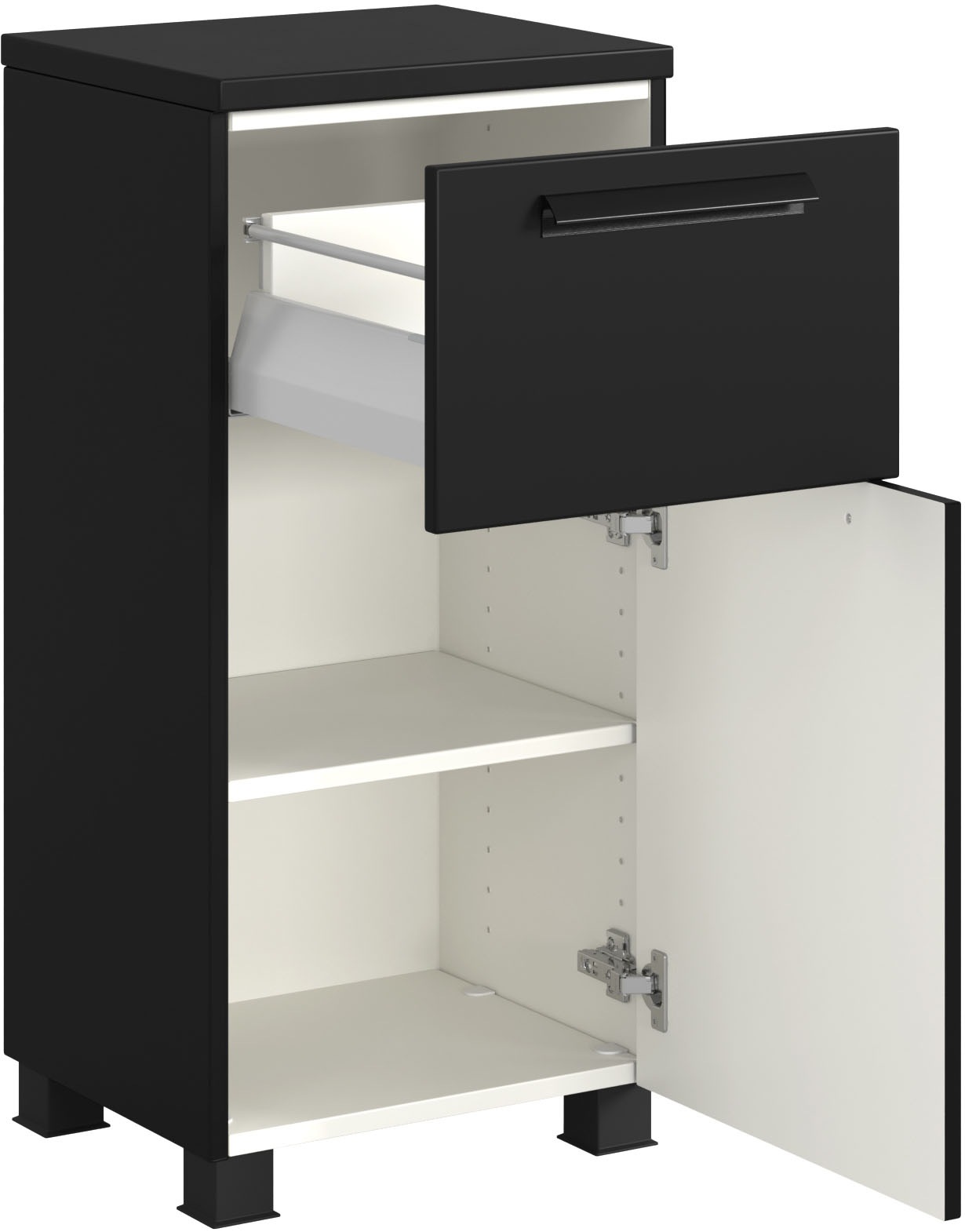 welltime Unterschrank »SALVADA, Unterschrank 40 cm, gedämpfte Scharniere, Softclose« Schwarz, Front und Korpus aus hochwertigen MDF, Anti-Finger-Print