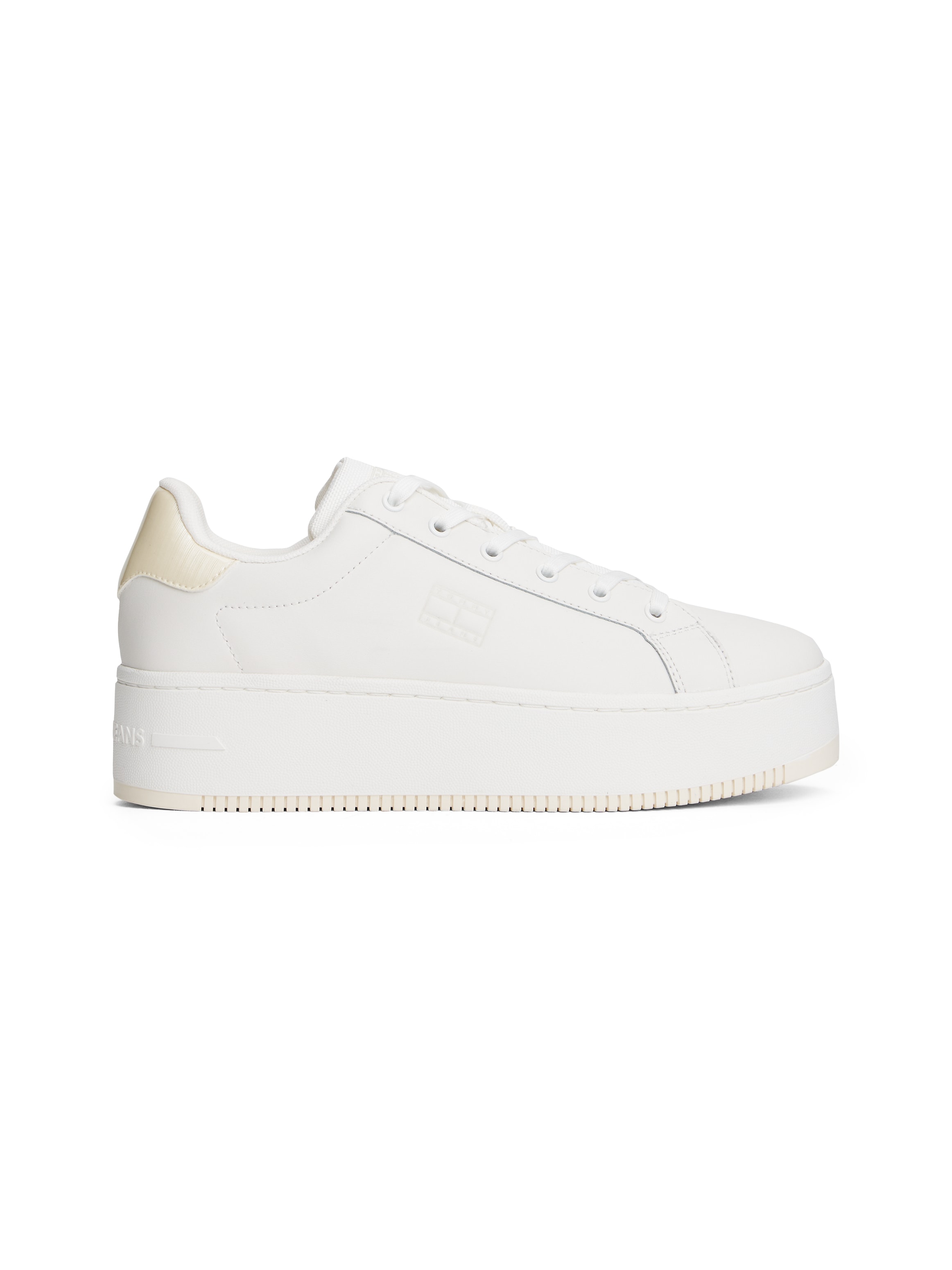 Tommy Jeans Plateausneaker »TJW FLATFORM PEARLIZED SNEAKER«, Freizeitschuh, Halbschuh, Schnürschuh mit weichem Schaftrand