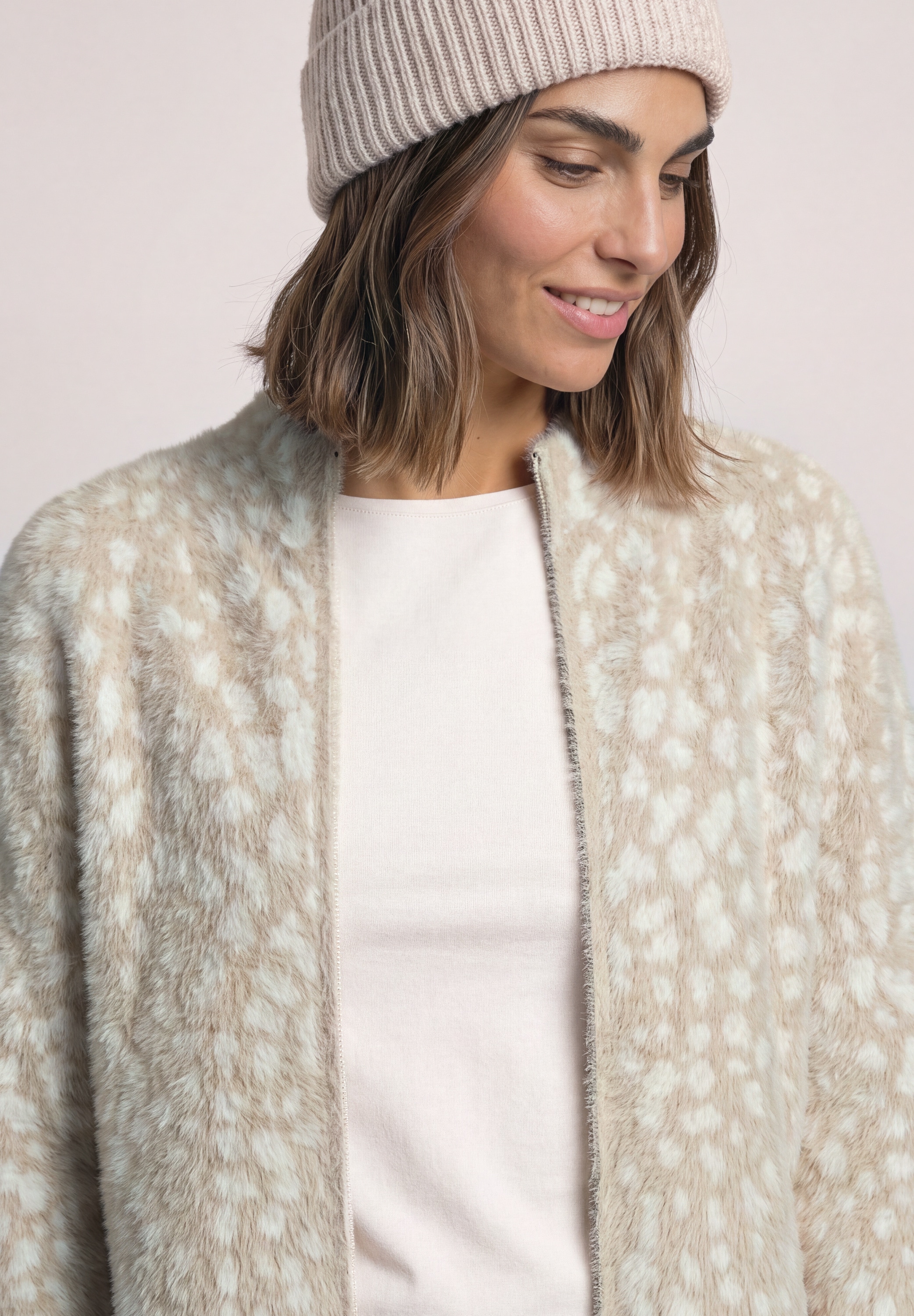STREET ONE Jacquardstrickjacke mit Stehkragen