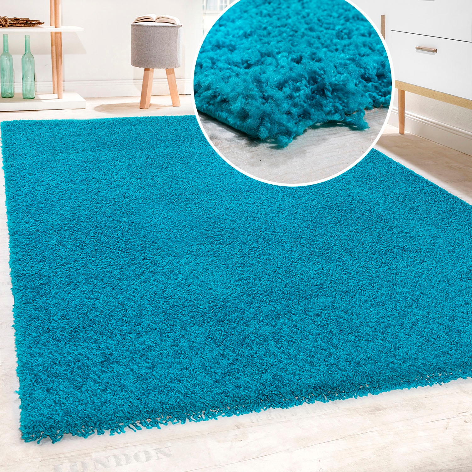 Hochflor-Teppich »Sky 250«, rechteckig, 34 mm Höhe, gewebt, Uni-Farben, intensive...