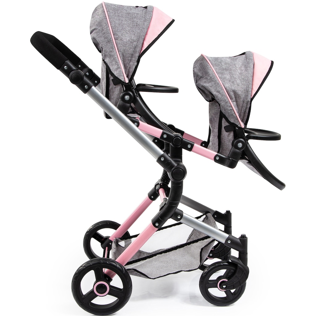 Bayer Puppen-Zwillingsbuggy »Twin Neo, grau«, mit Wickeltasche