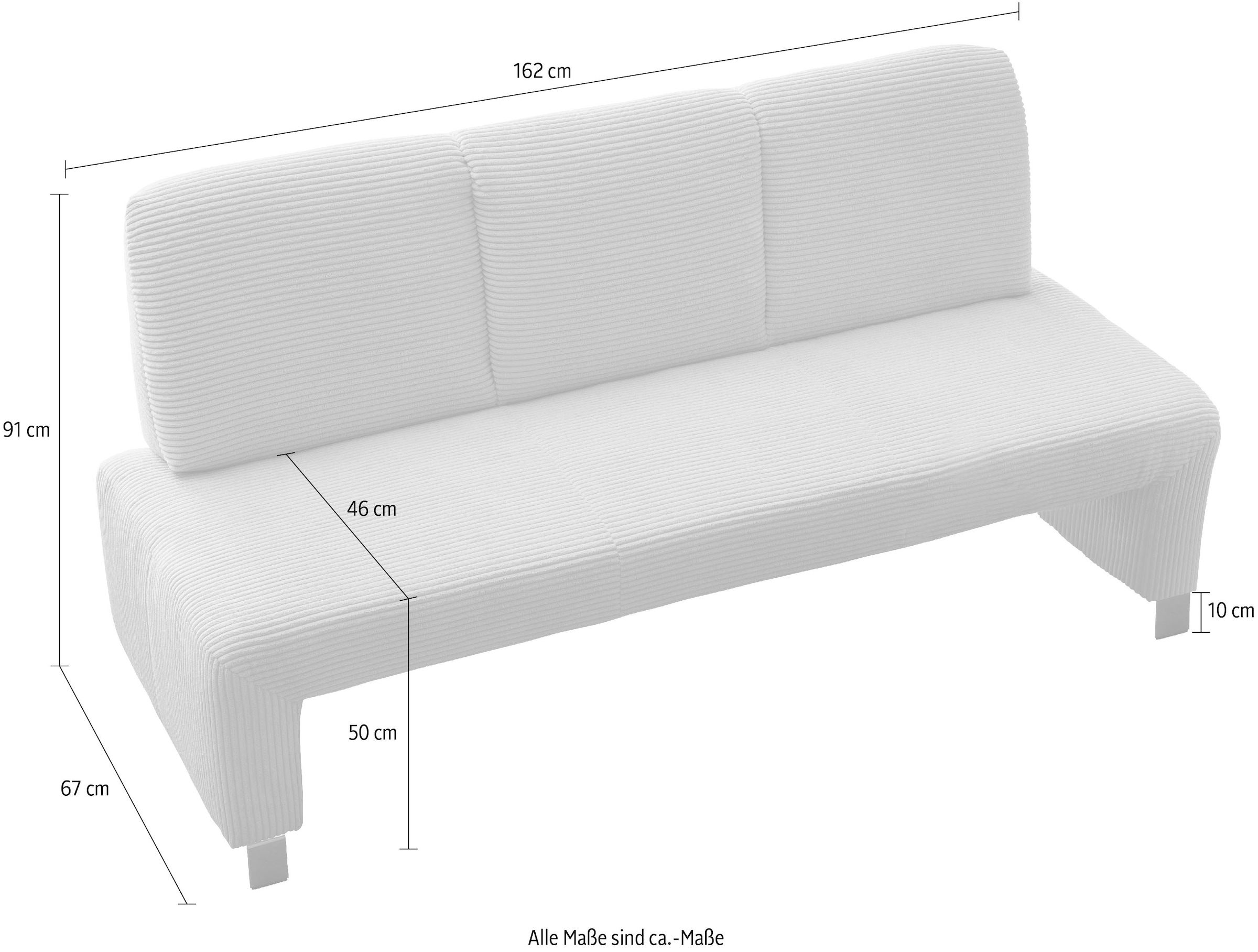 exxpo - sofa fashion Polsterbank »Intenso, Sitzbank, Breite 162 cm, wahlweise in Leder oder Textil«, hohe Bodenfreiheit, frei im Raum stellbar, hoher Sitzkomfort