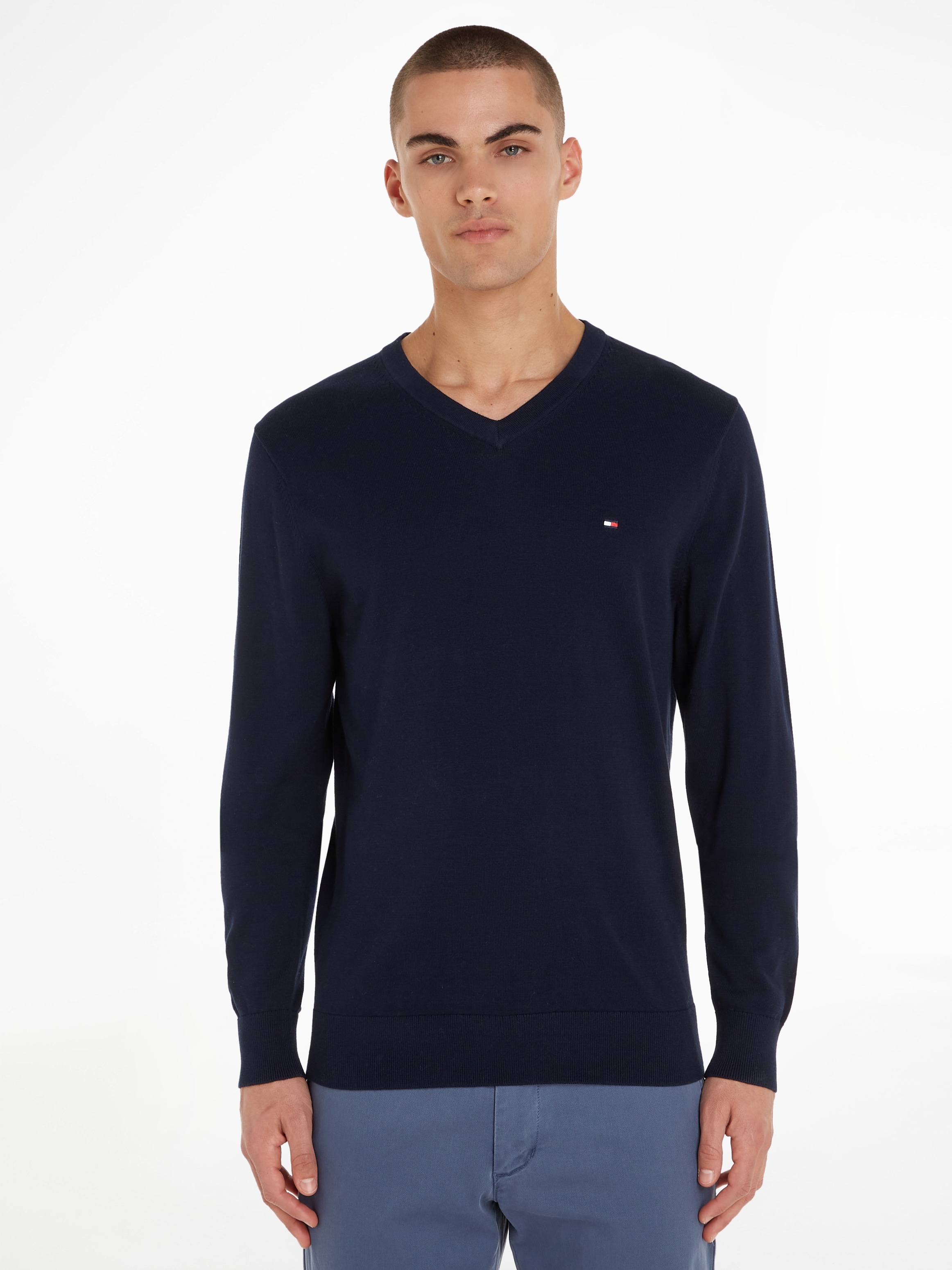 Tommy Hilfiger Strickpullover »ESSENTIAL COTTON V NECK«