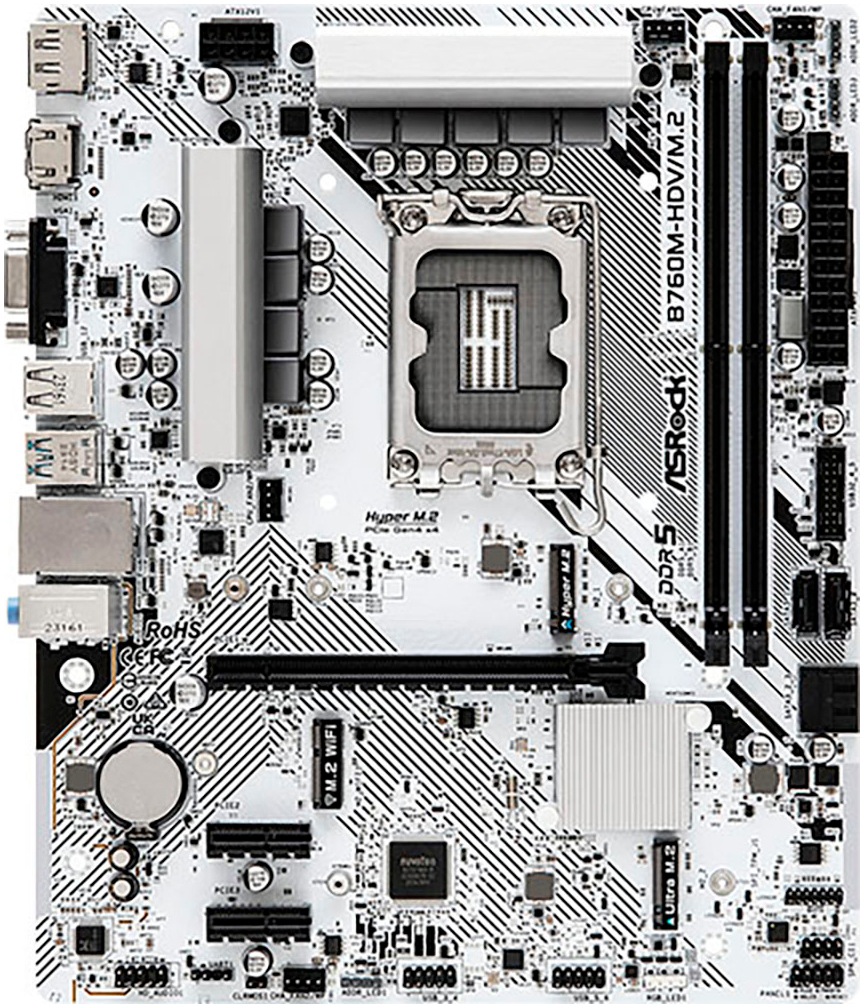 ASROCK Mainboard "B760M-HDV/M.2", B:20,1cm T:24,4cm, weiß, Mainboards