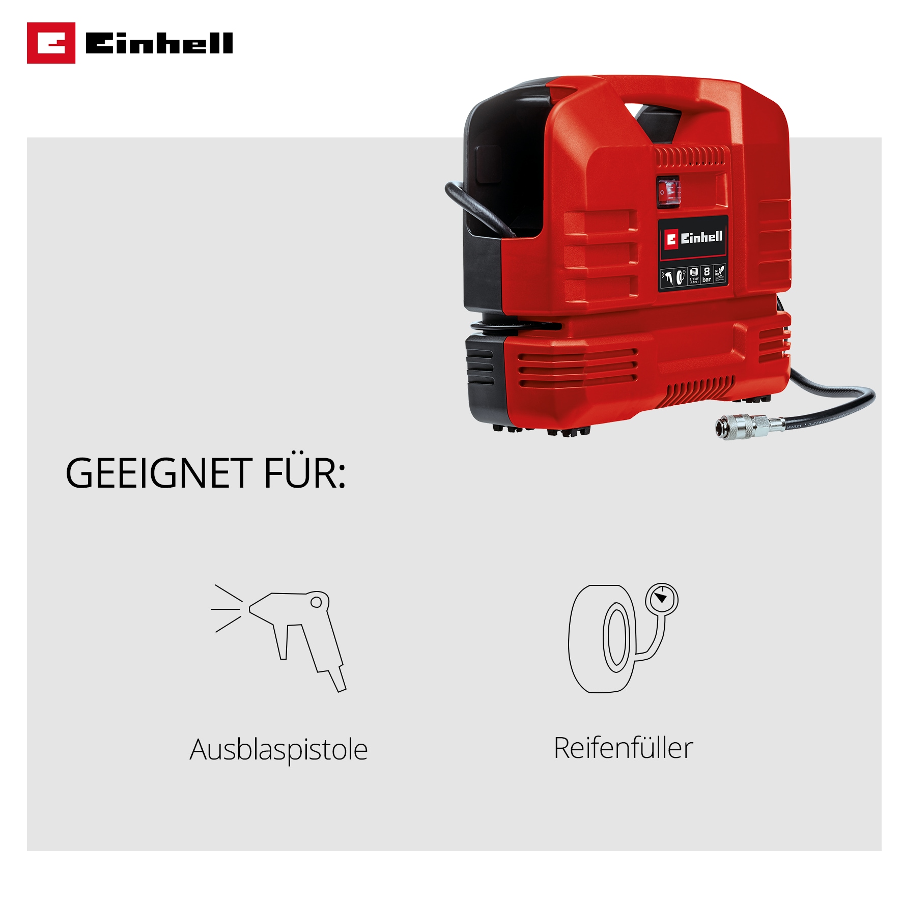 Einhell Koffer-Kompressor »TC-AC 190 OF Set« Set, 4 Stk. tlg. inkl. Koffer für universelle Aufbewahrung von Werkzeug und Zubehör