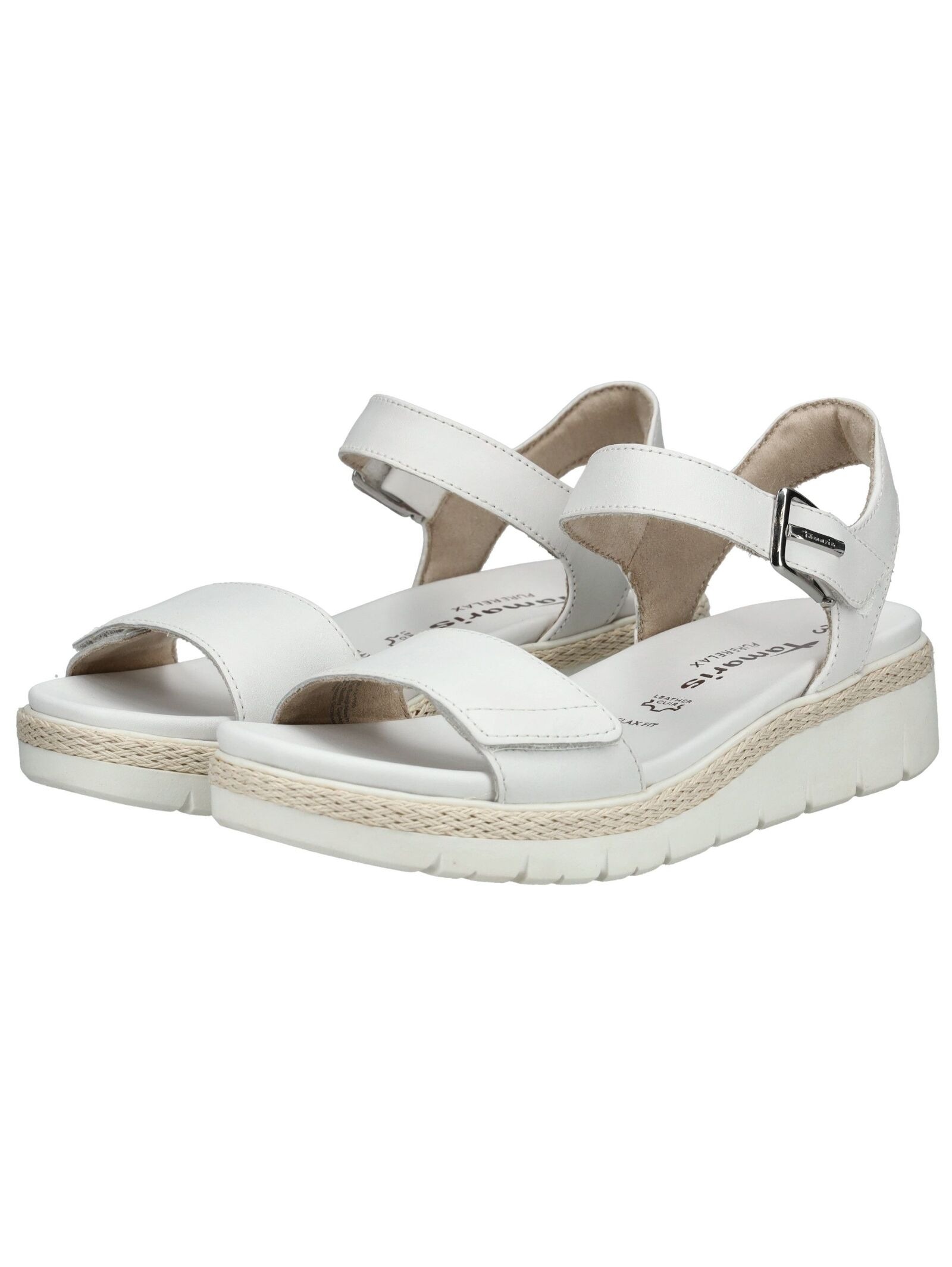 Riemchensandale TAMARIS "Tamaris Sandalen Leder", Damen, Gr. 38, weiß, Leder, Schuhe Riemchensandale 3
