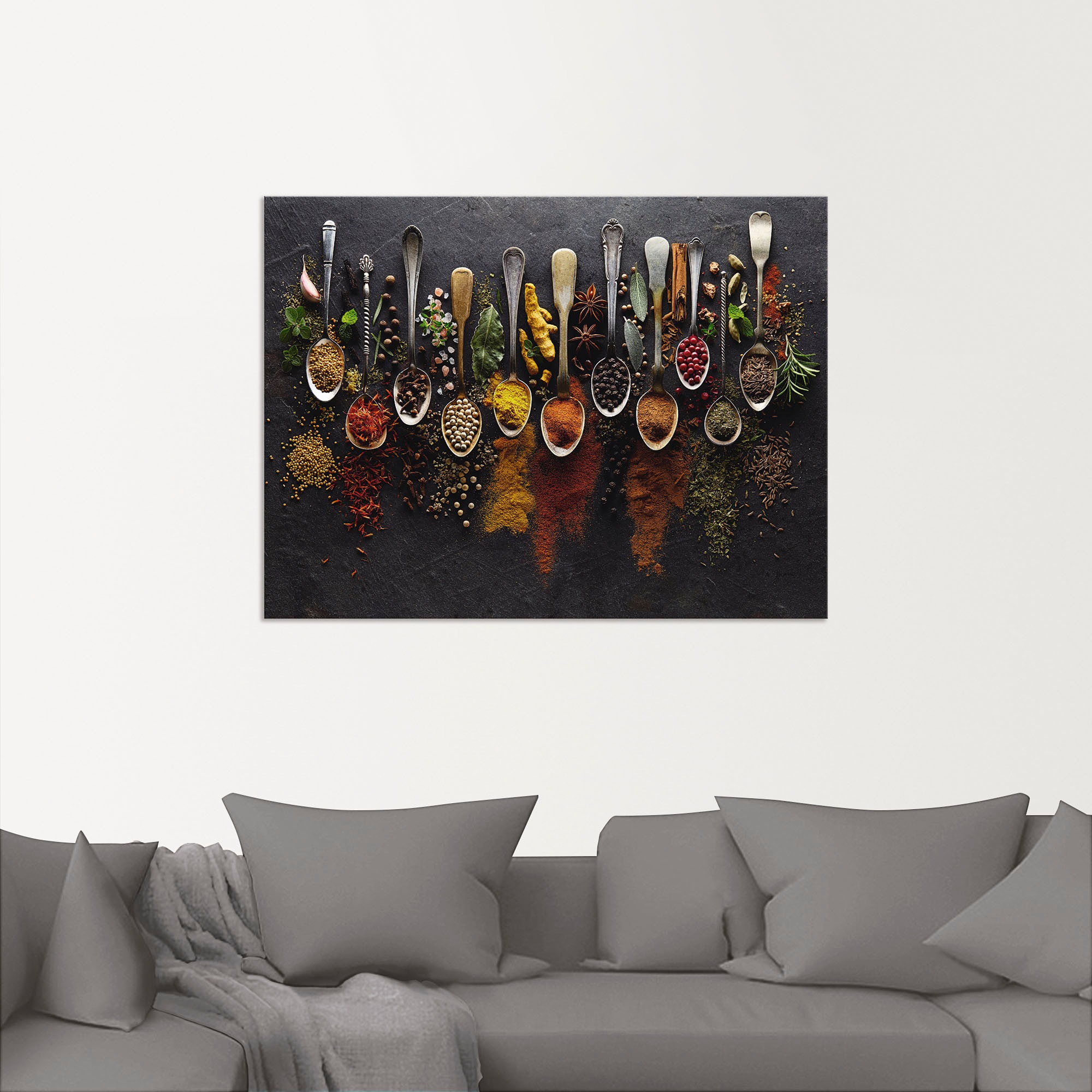 Wandbild ARTLAND "Kräuter Gewürze Schiefer", bunt (farbe bild(er): bunt), B:60cm H:45cm, Bilder, als Alubild, Leinwandbild, Poster, Wandaufkleber in verschied. Größen 2