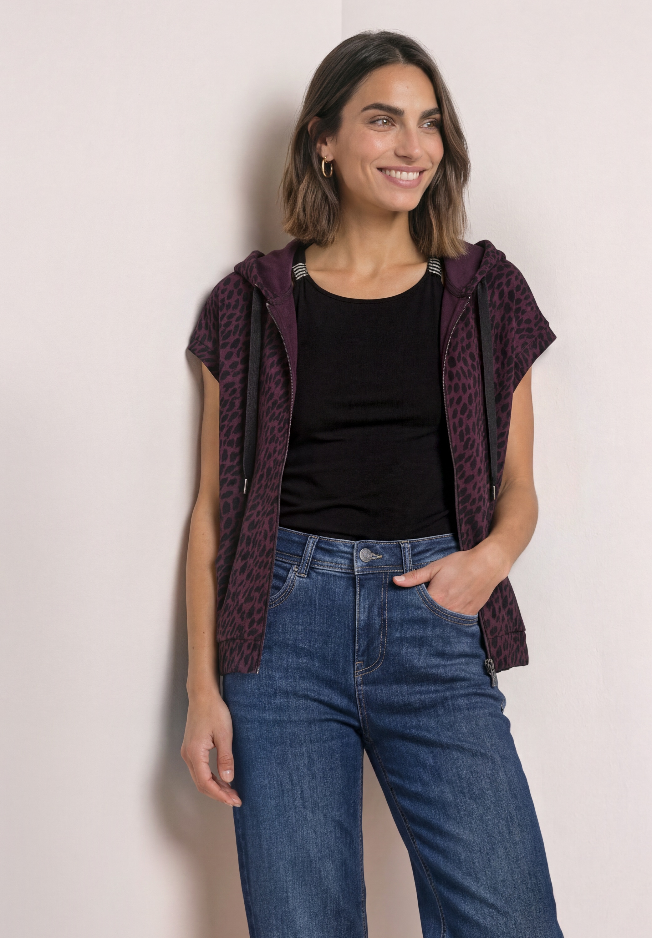 STREET ONE Cardigan mit Kapuze mit Tunnelzugband