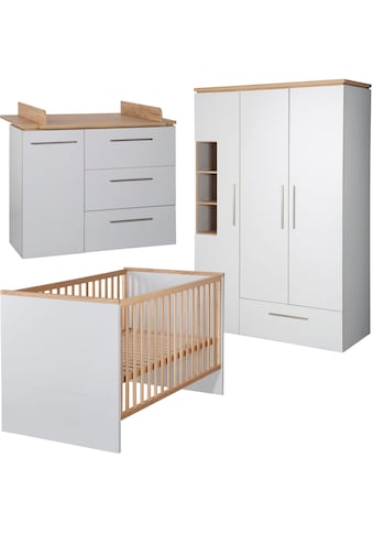 Babyzimmer-Komplettset »Tobi«, (Set, 3 St., Kinderbett, Schrank, Wickelkommode)