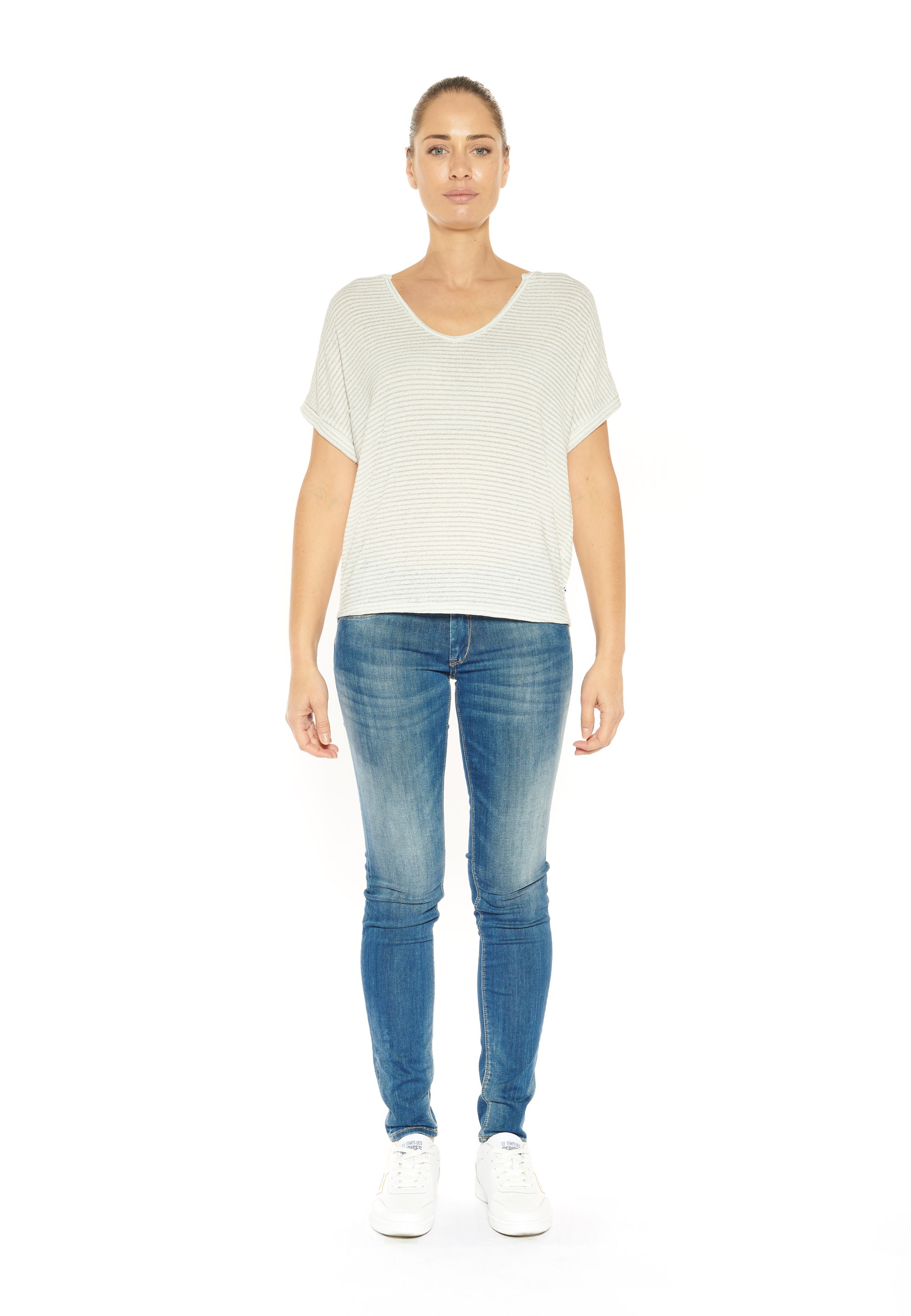 Le Temps Des Cerises T-Shirt »RITA«, mit femininem V-Ausschnitt