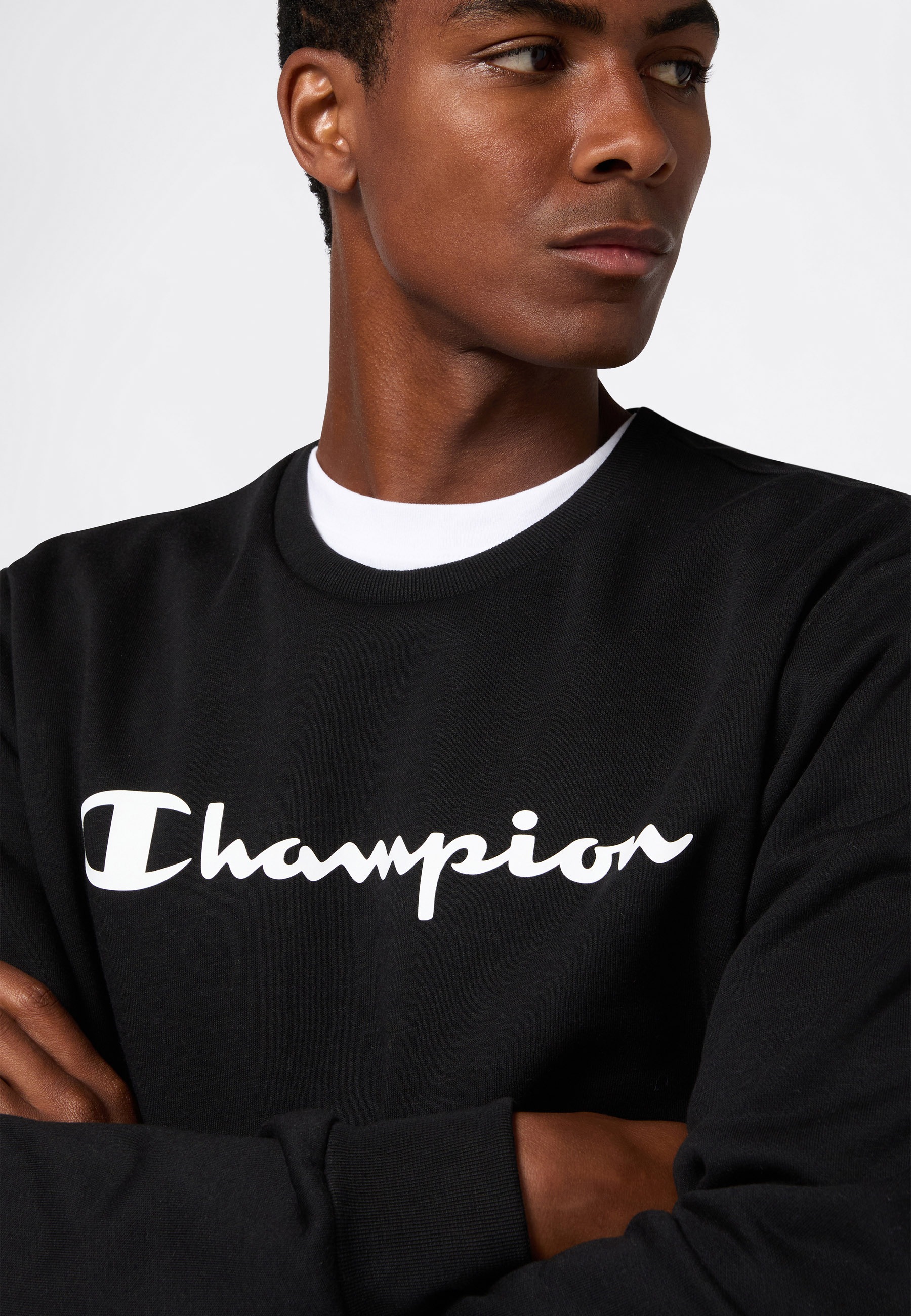 Champion Soft Compact Basic Crewneck Sweatshirt Black Size L 2