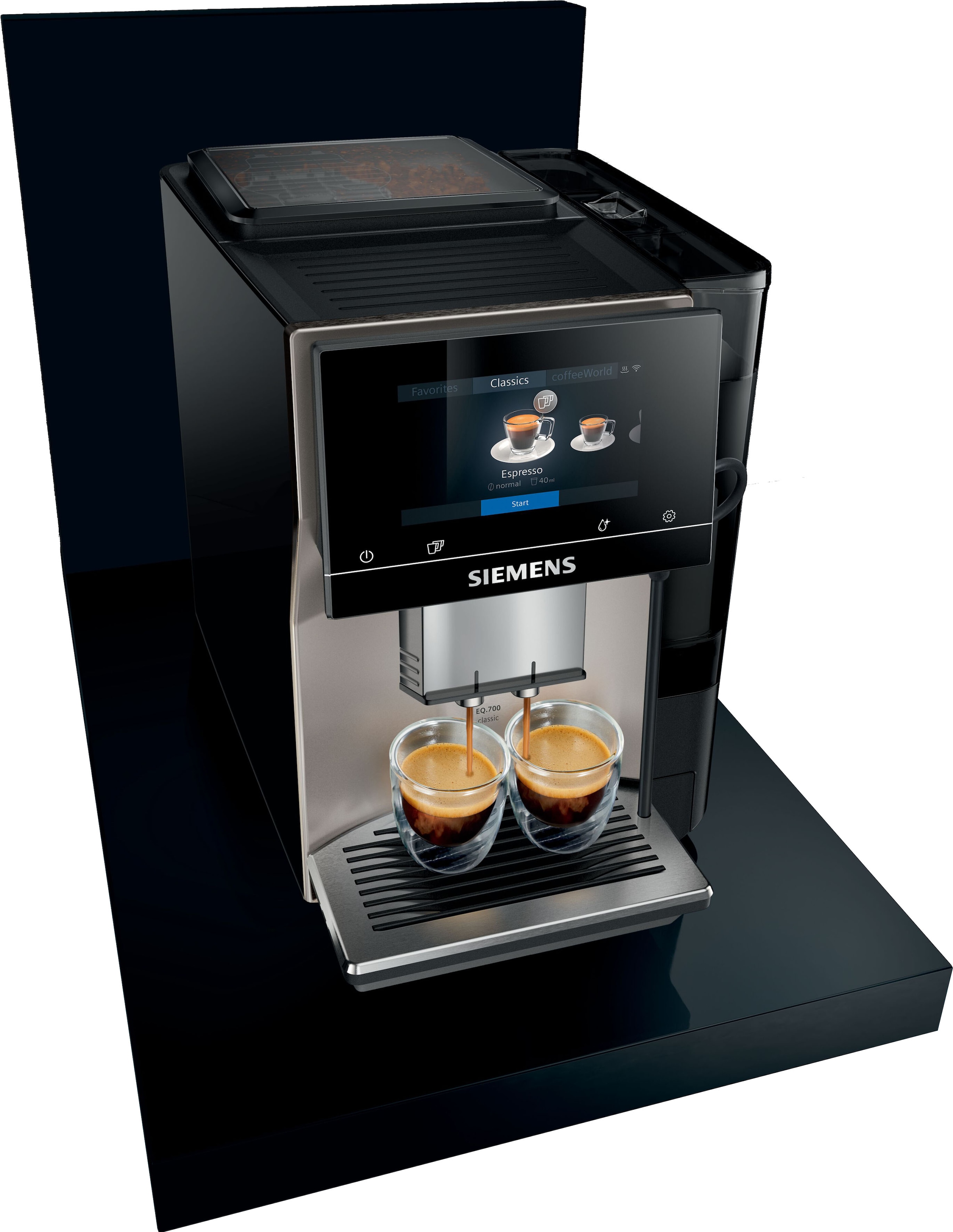 Display, BAUR Milchsystem-Reinigung Full-Touch- automatische TP705D01«, »EQ.700 SIEMENS intuitives | Kaffeevollautomat classic