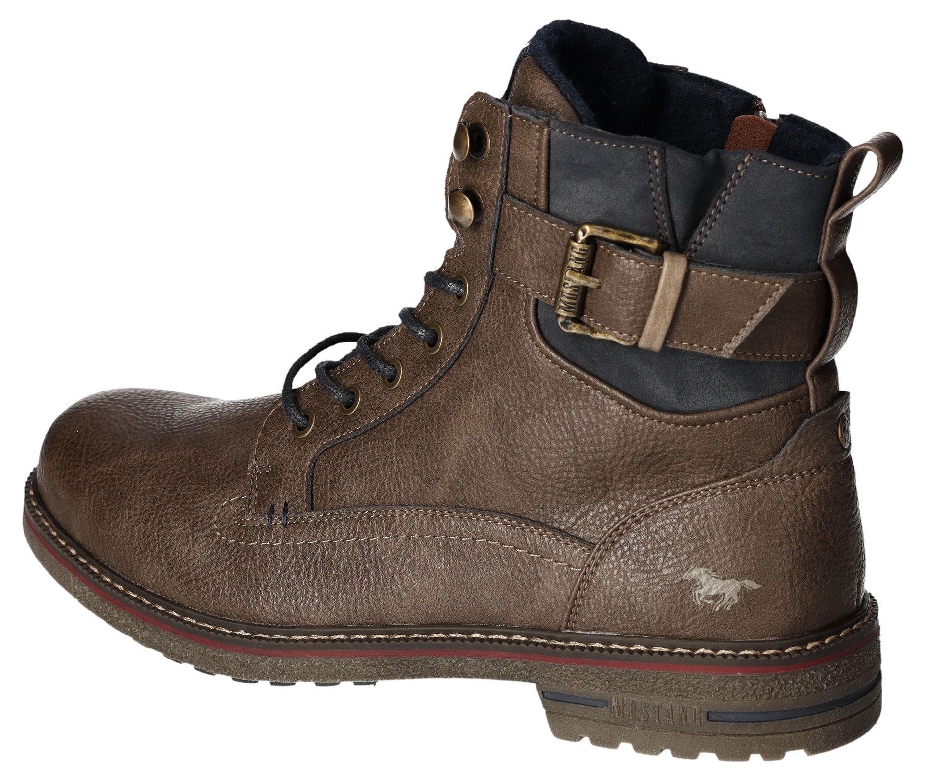 Mustang Shoes Schnürboots, Worker Boots, Herbstschuh, Stiefel mit Anziehlasche