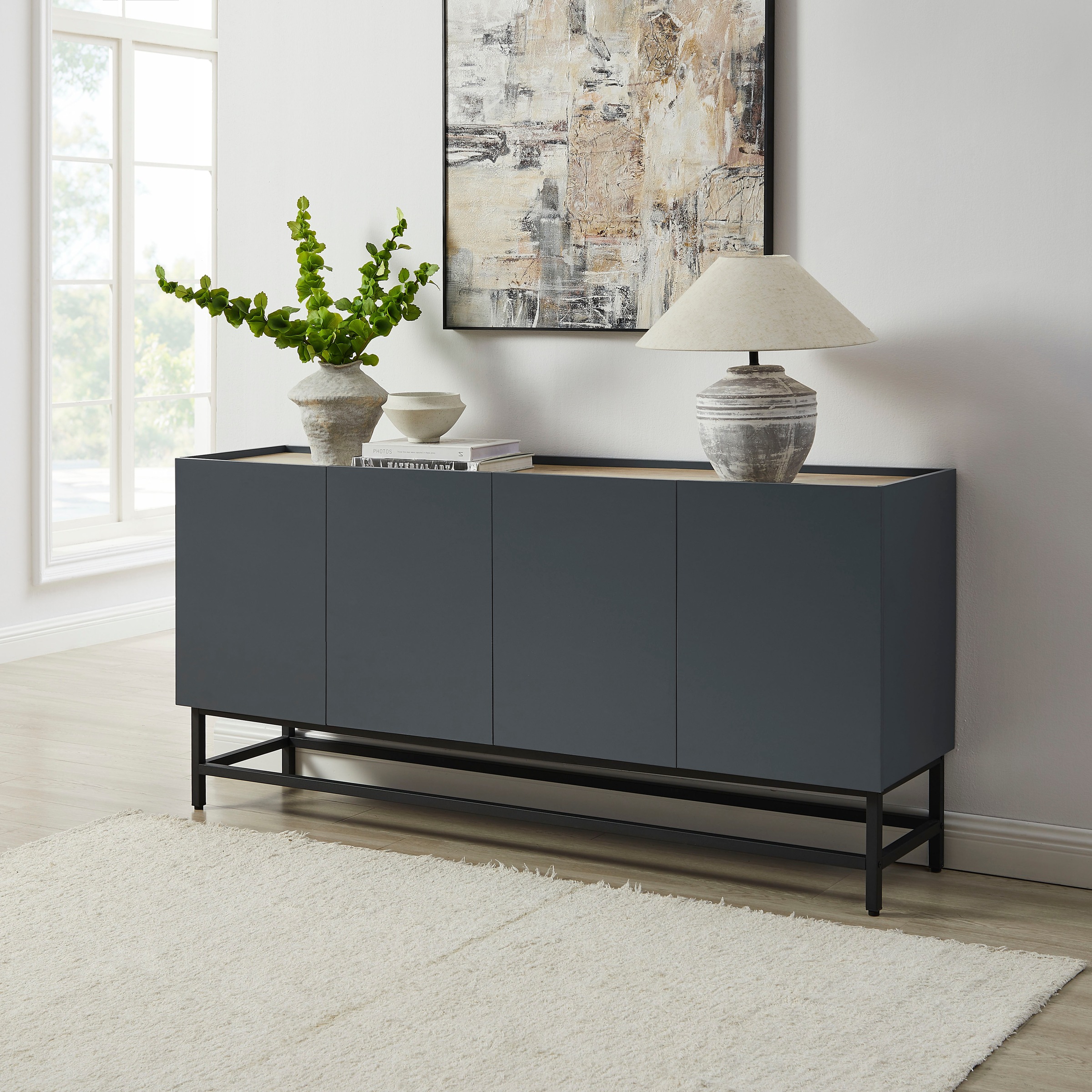 OTTO home Sideboard "Azly" pflegeleichte Melaminoberfläche, Metallgestell, günstig online kaufen