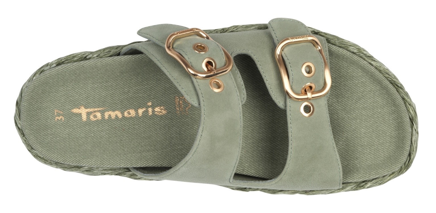 Tamaris Pantolette, Plateaus, Sommerschuh, Strandschuh mit vorgeformtem Fußbett