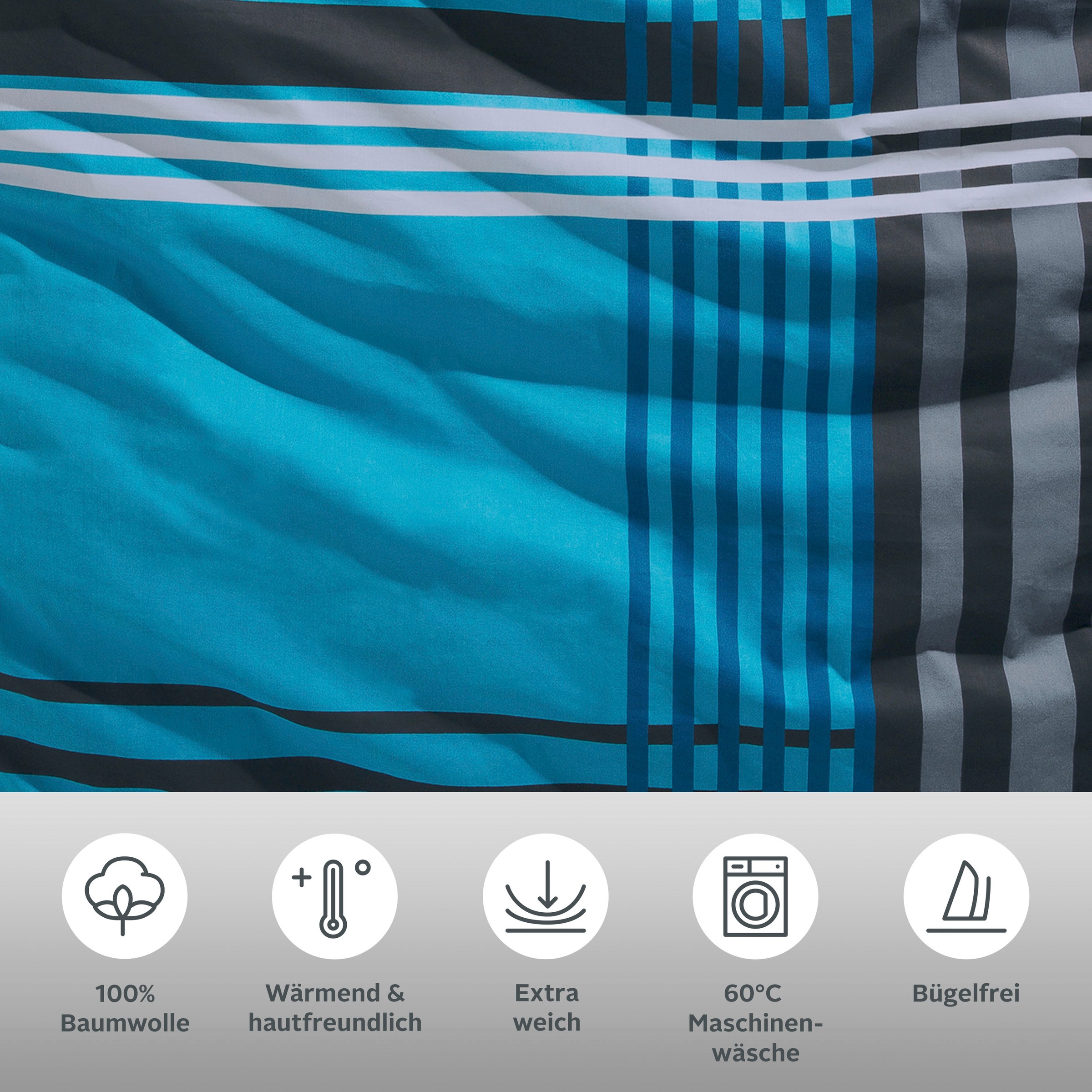H.I.S Bettwäsche »Philip«, im sportlichen Karo Design, aus 100% Baumwolle,  Renforcé Qualität, Bett- und Kopfkissenbezug mit Reißverschluss, Bettwäsche  Set unterstützt die Initiative Cotton made in Africa, Made in Green  zertifiziert auf Rechnung |